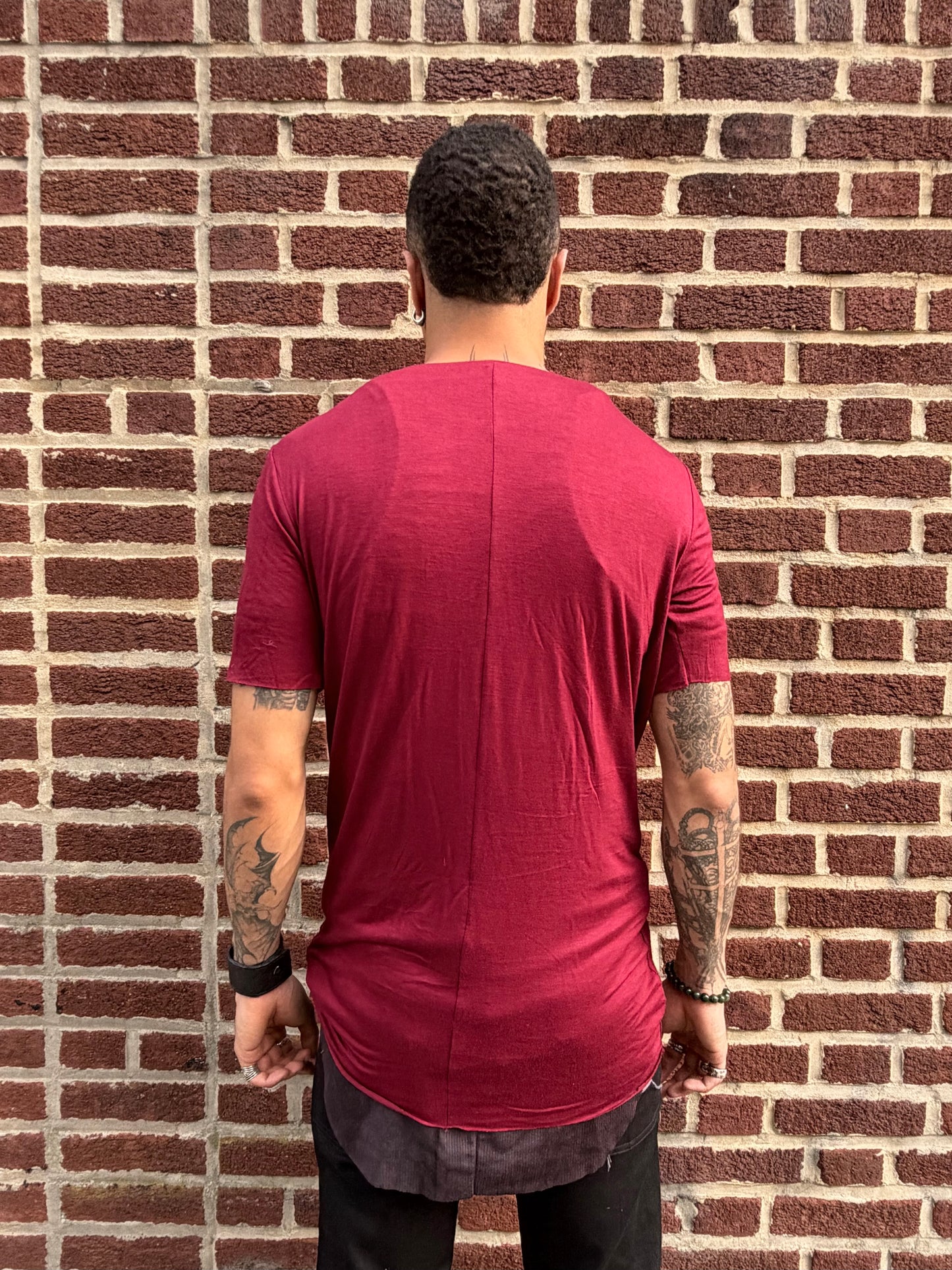 ZBT- JAMAICA || PRIMORDIAL SHORT SLEEVE TOP || MAROON