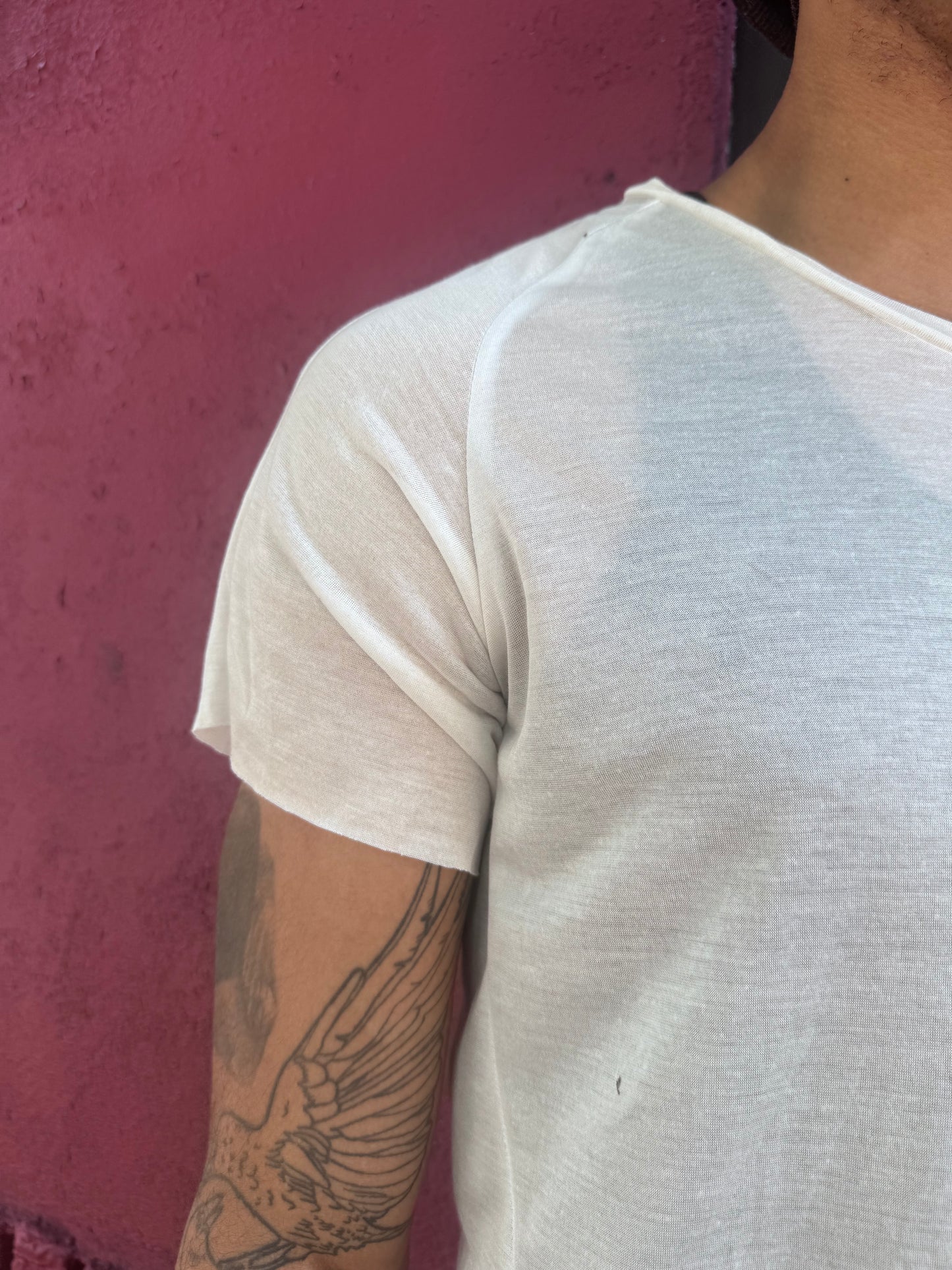 ZBT JAMAICA || RAGLAN SHORT SLEEVE ||WHITE SEMI SHEER