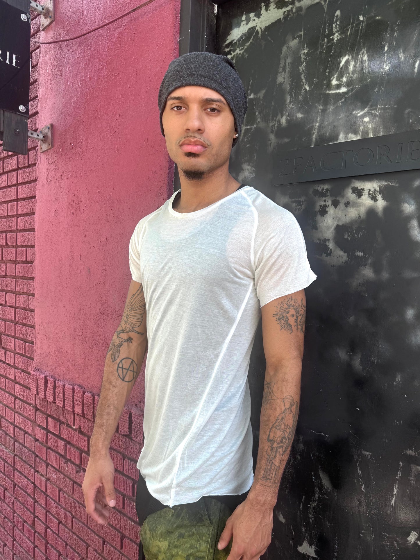 ZBT JAMAICA || RAGLAN SHORT SLEEVE ||WHITE SEMI SHEER