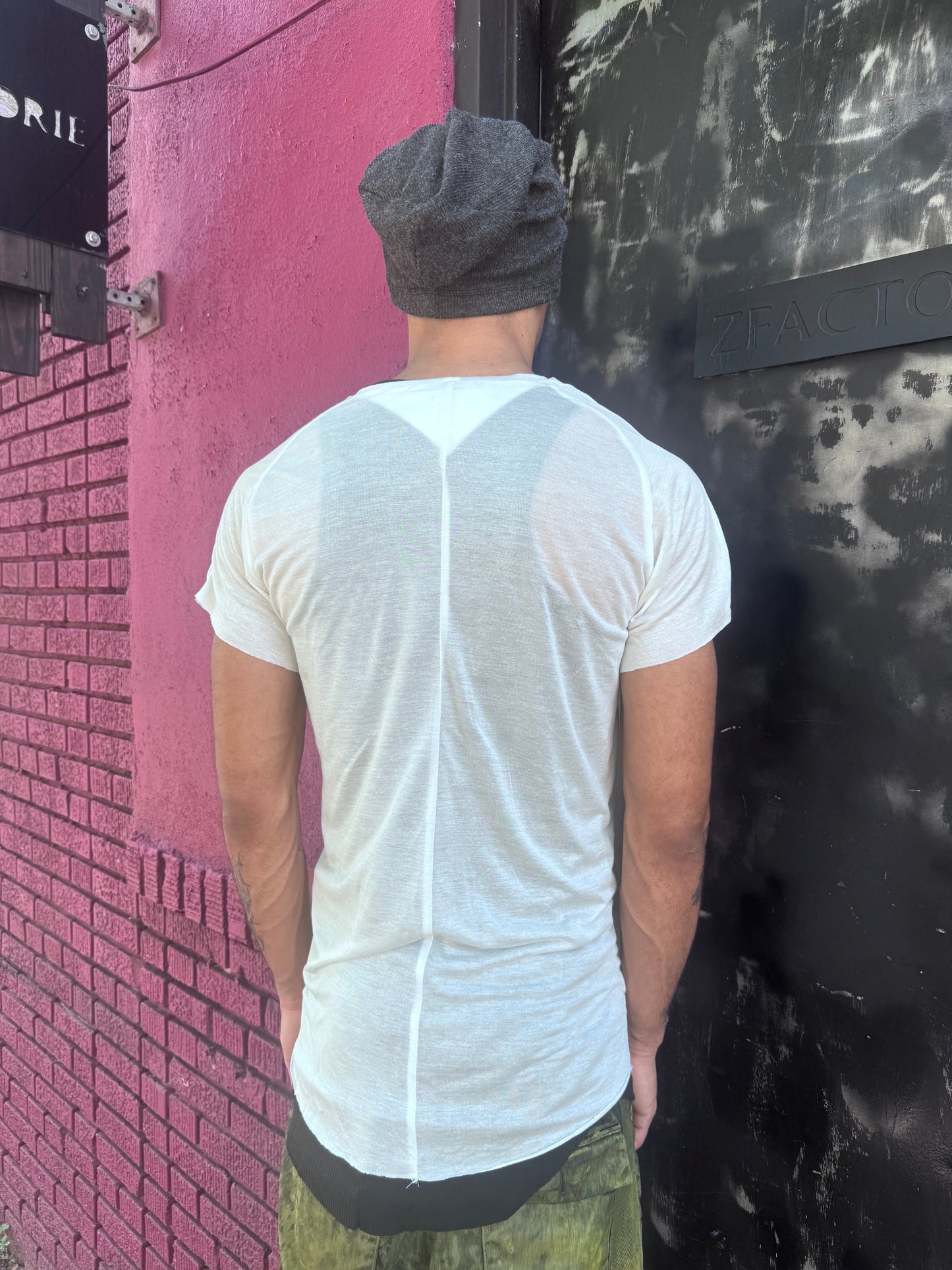 ZBT JAMAICA || RAGLAN SHORT SLEEVE ||WHITE SEMI SHEER
