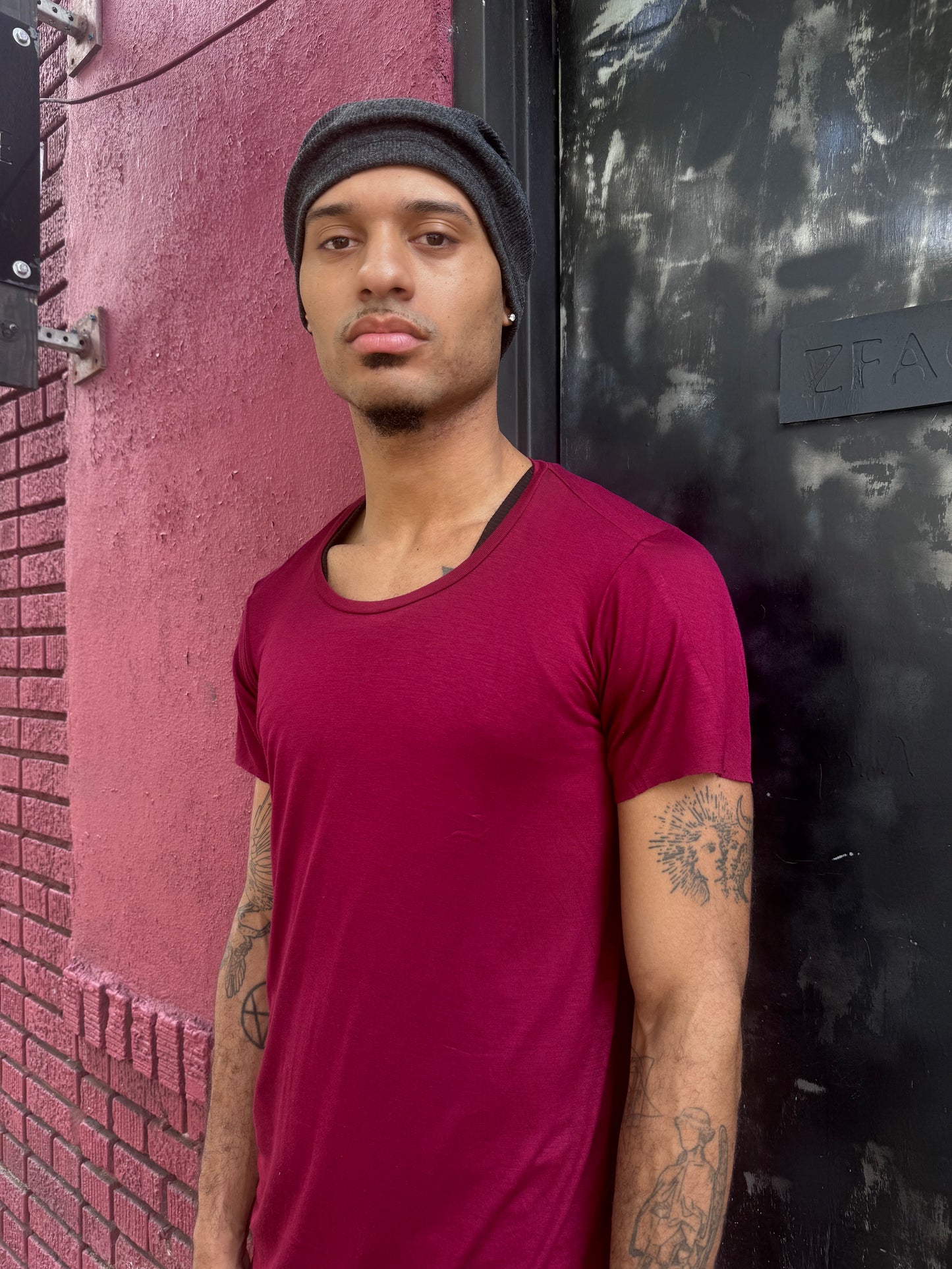 ZBT- JAMAICA || ECHADH SEAM SHORT SLEEVE TOP || RED