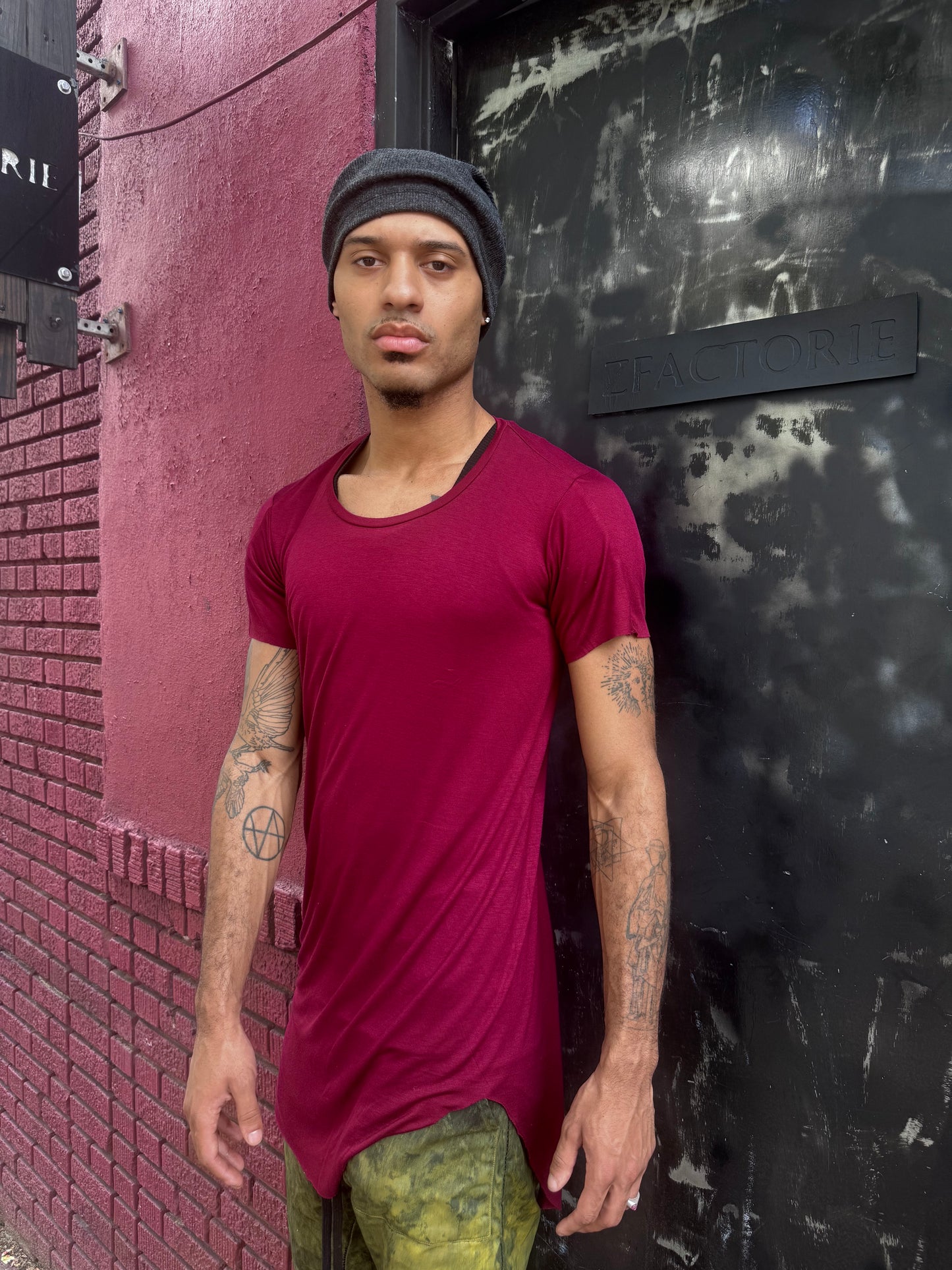 ZBT- JAMAICA || ECHADH SEAM SHORT SLEEVE TOP || RED