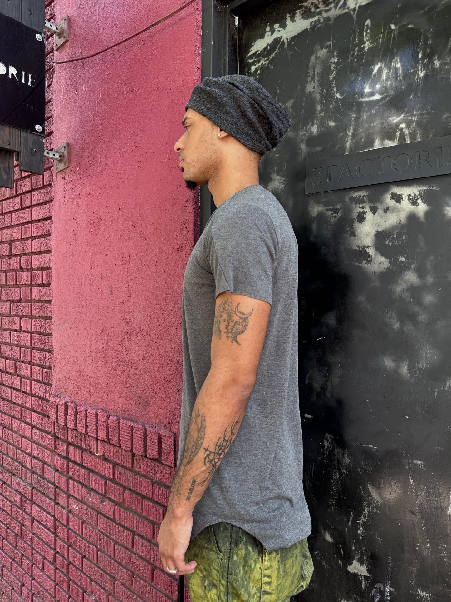 ZBT- JAMAICA || ECHADH SEAM SHORT SLEEVE TOP || GREY