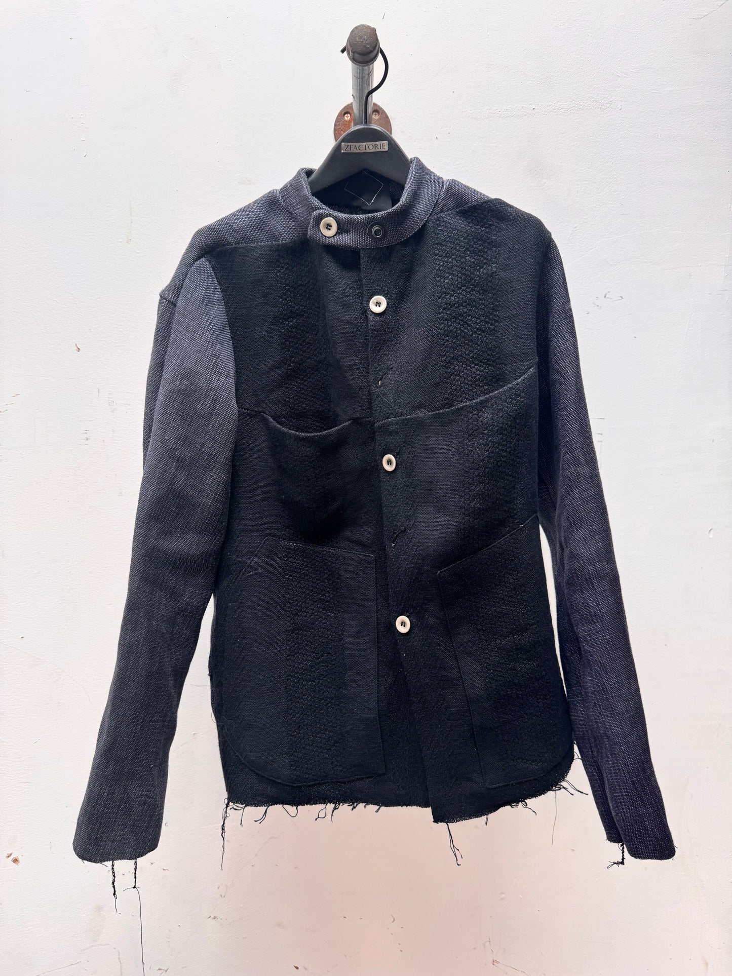 FW25 || FAULTED SHOULDER WORK SHIRT|| 100% LINEN || CARBON + BLACK
