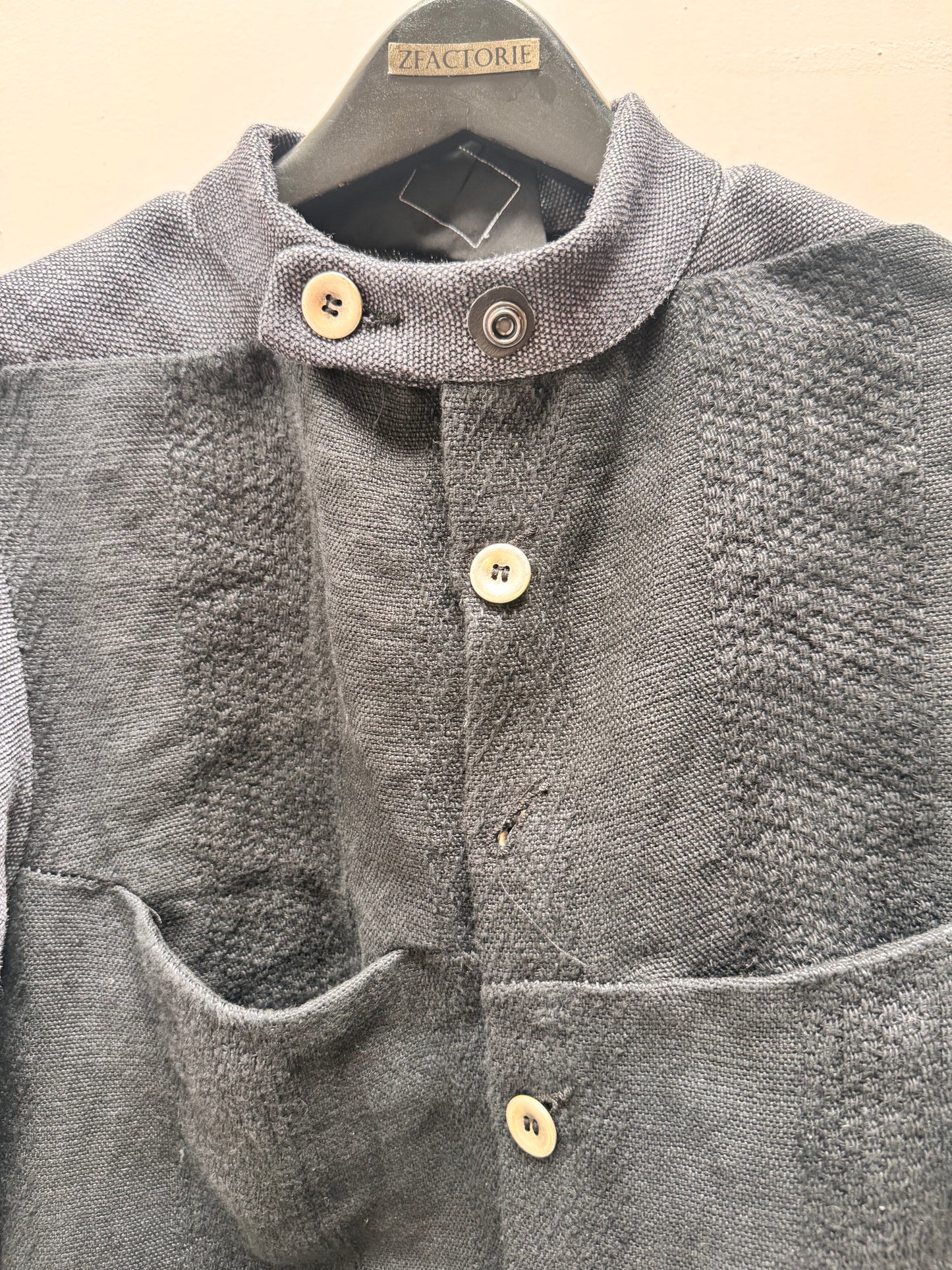 FW25 || FAULTED SHOULDER WORK SHIRT|| 100% LINEN || CARBON + BLACK