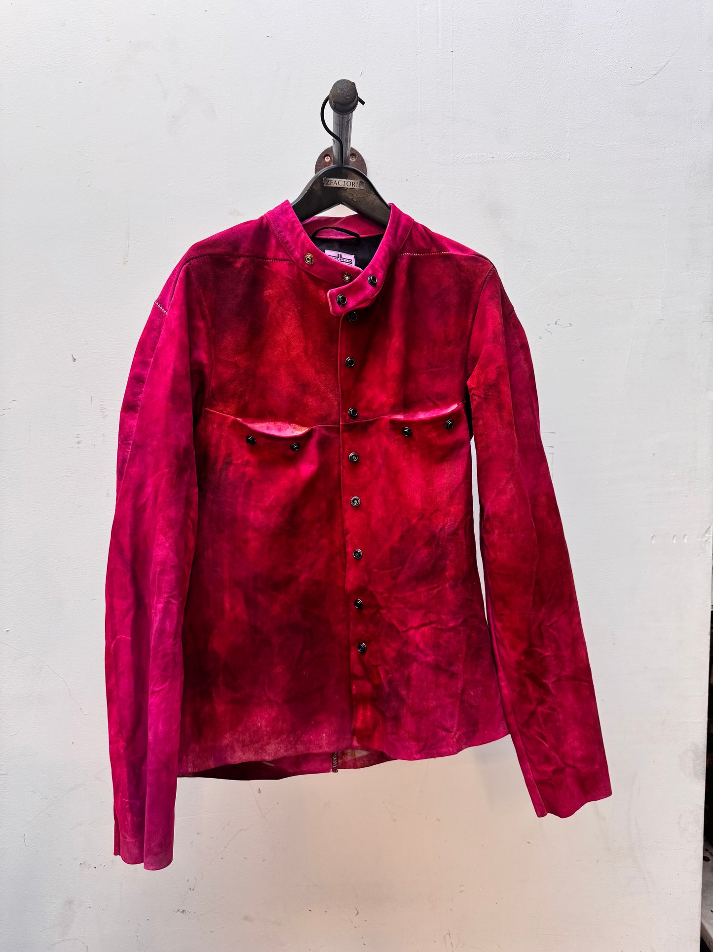 FW25 || FAULTED SHOULDER 2.0 LEATHER SHIRT|| 100% KANGAROO || ROMANTIC RED