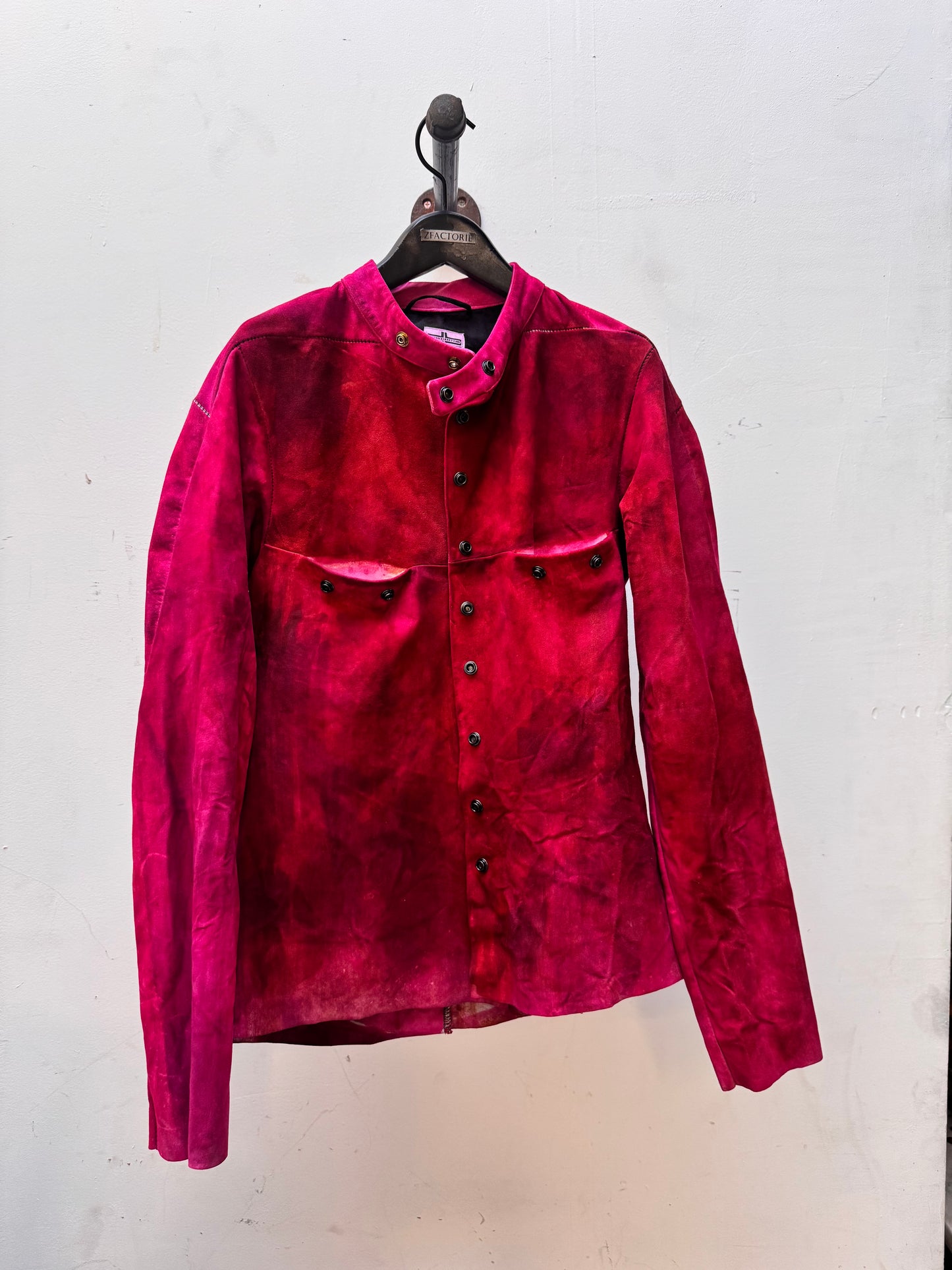 FW25 || FAULTED SHOULDER 2.0 LEATHER SHIRT|| 100% KANGAROO || ROMANTIC RED