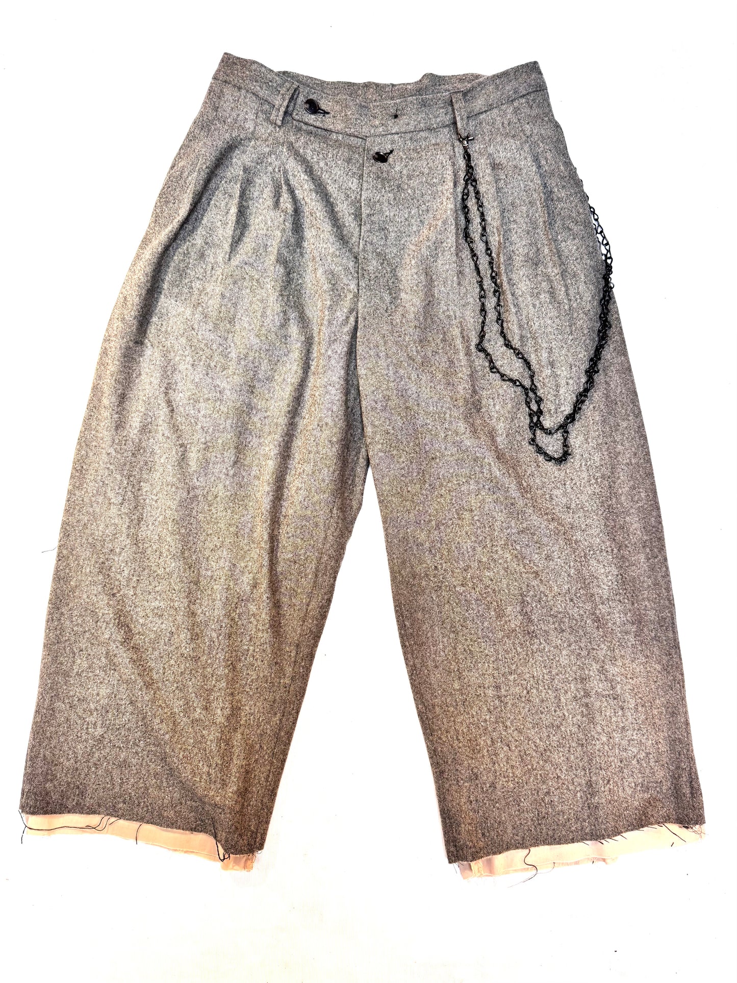 FW25 || TAILORED CROPPED PANTHEON PANTS|| 100% WOOL -SPECKLED SAND