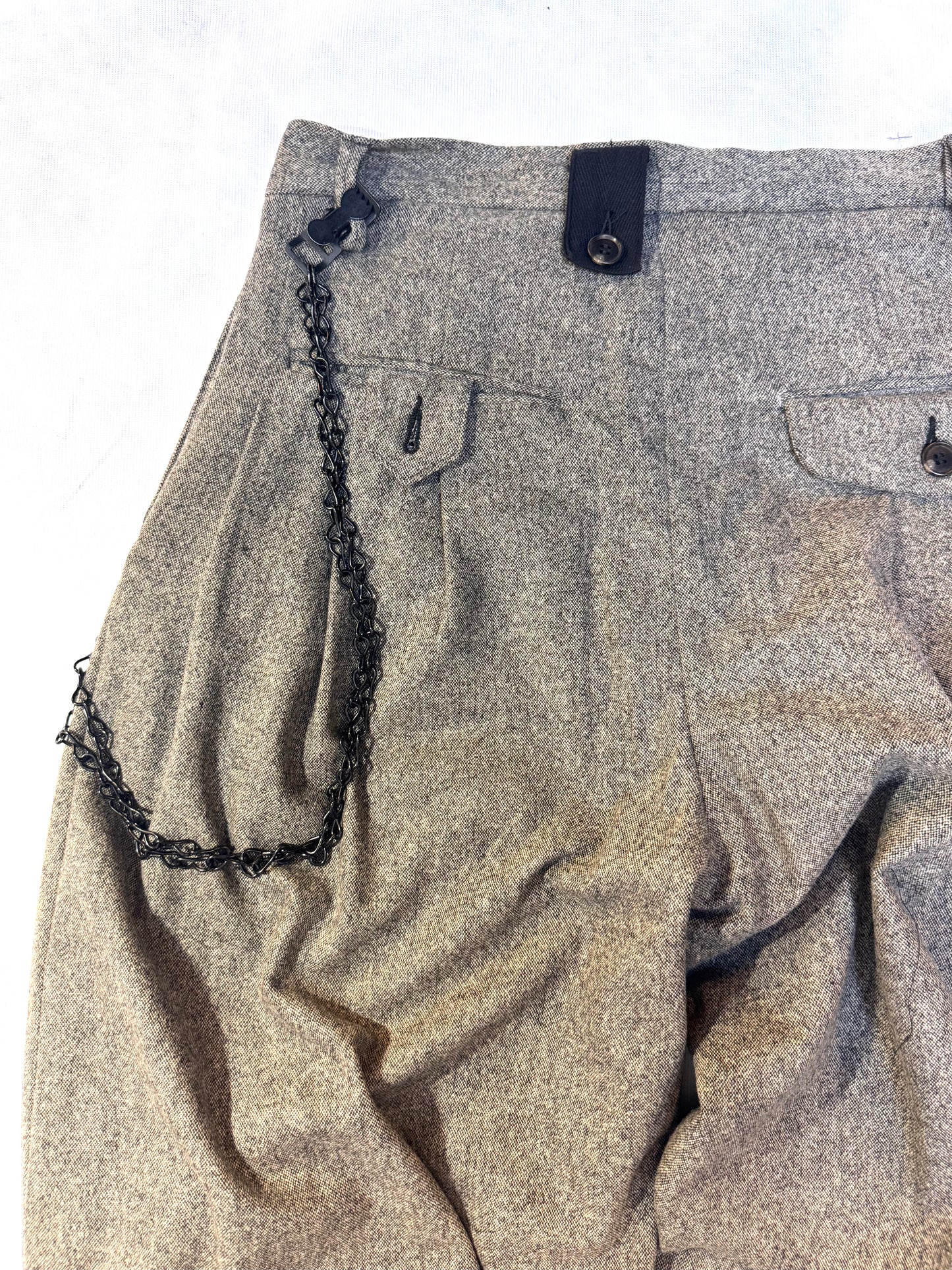 FW25 || TAILORED CROPPED PANTHEON PANTS|| 100% WOOL -SPECKLED SAND