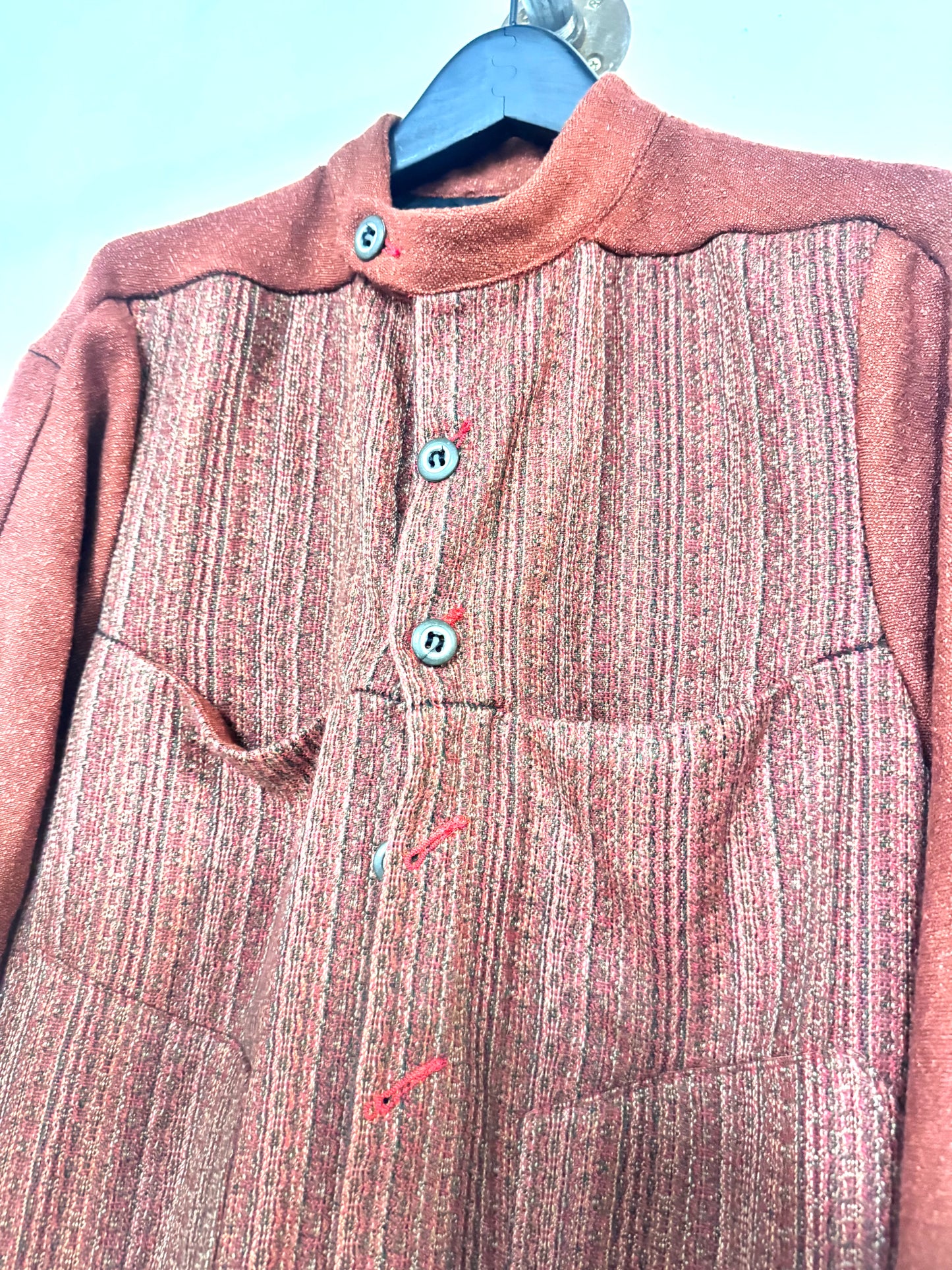 FW25 || FAULTED SHOULDER WORK SHIRT|| COTTON LINEN || RED