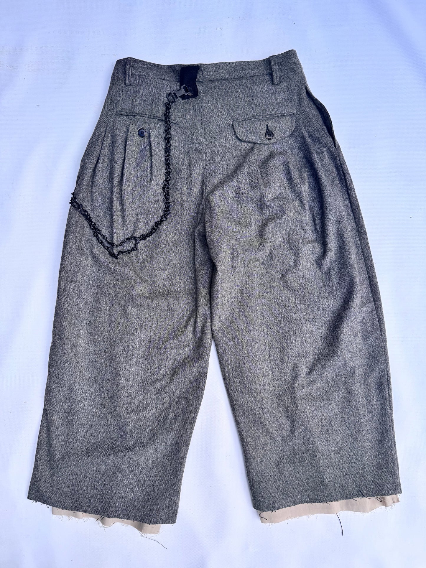 FW25 || TAILORED CROPPED PANTHEON PANTS|| 100% WOOL -SPECKLED SAND