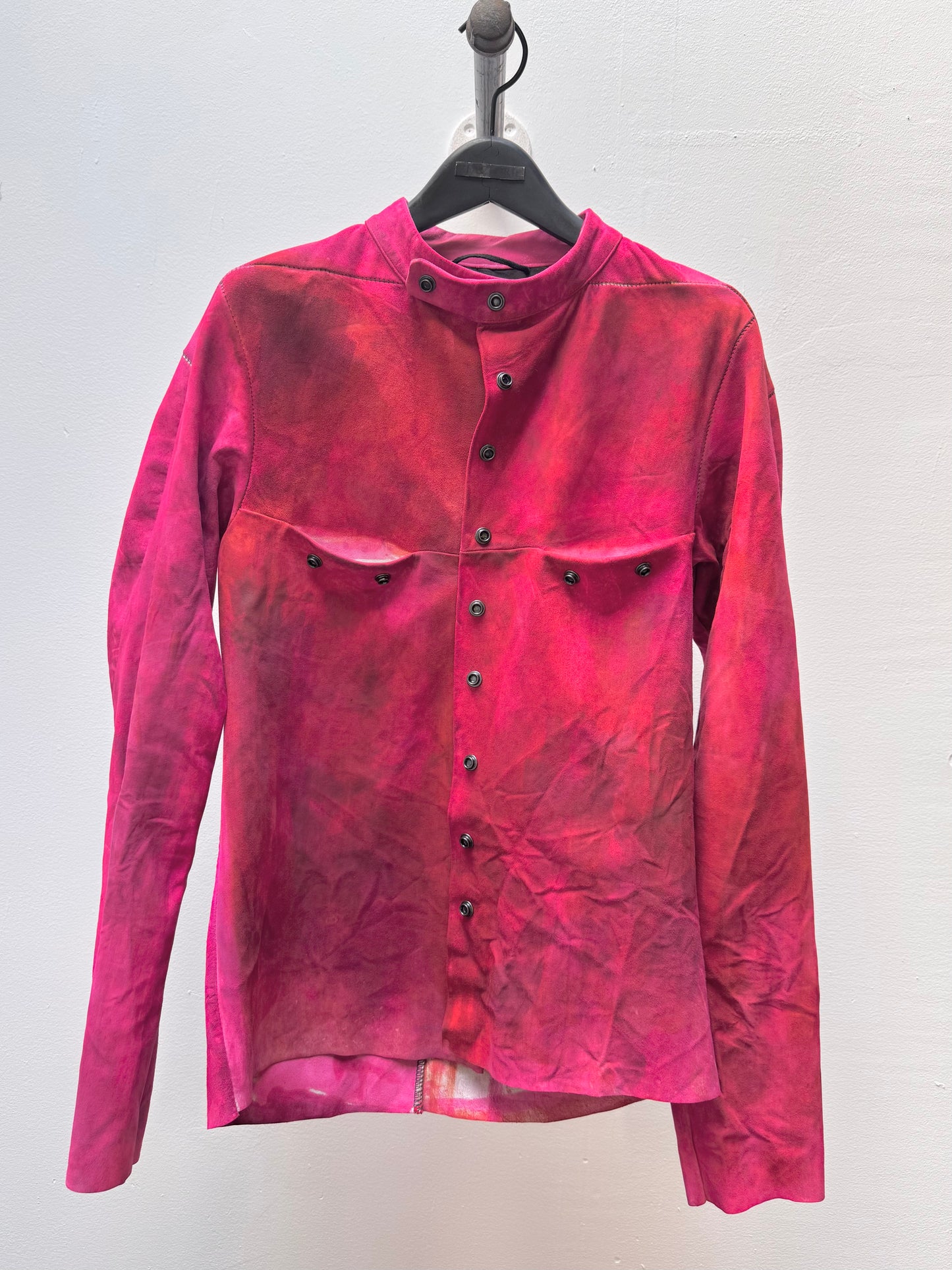 FW25 || FAULTED SHOULDER 2.0 LEATHER SHIRT|| 100% KANGAROO || ROMANTIC RED