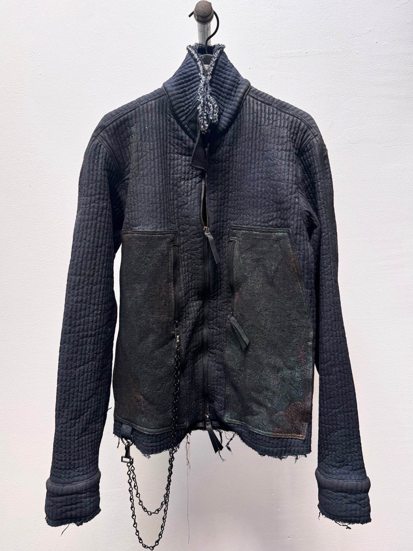 FW25 || FAULTED SHOULDER KEYCHAIN WORK JACKET|| COATED BLACK TRIPLE PLY COTTON