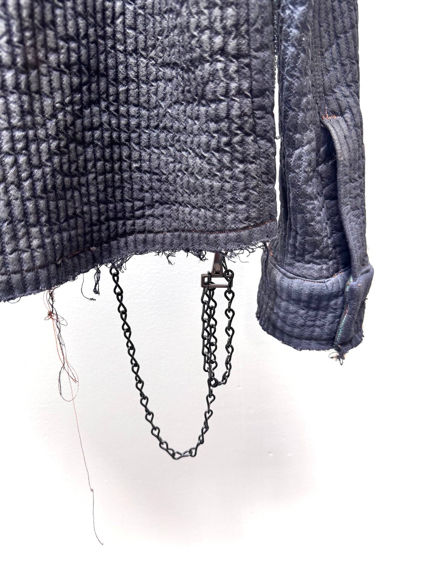 FW25 || FAULTED SHOULDER KEYCHAIN WORK JACKET|| COATED BLACK TRIPLE PLY COTTON