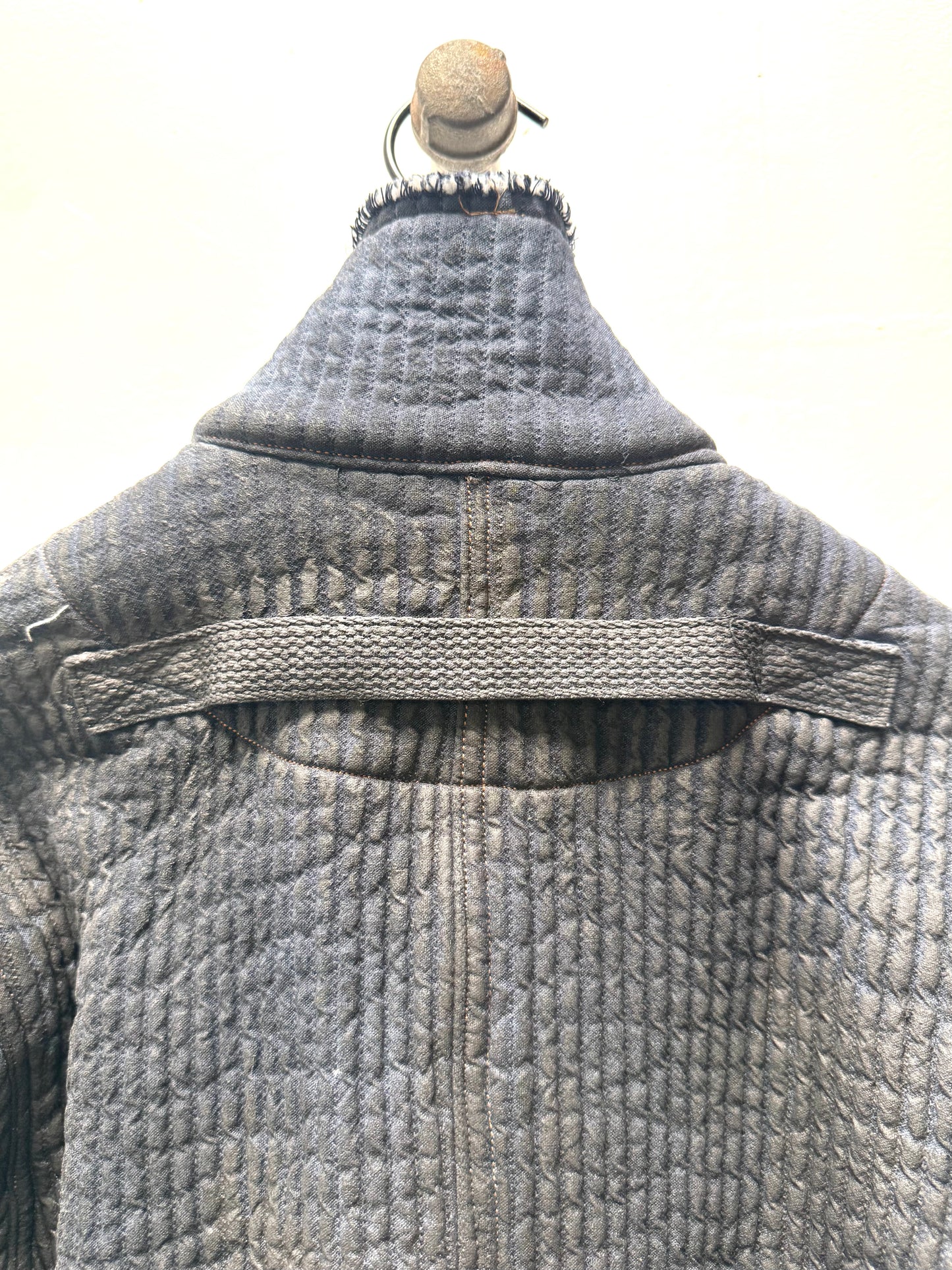 FW25 || FAULTED SHOULDER KEYCHAIN WORK JACKET|| COATED BLACK TRIPLE PLY COTTON
