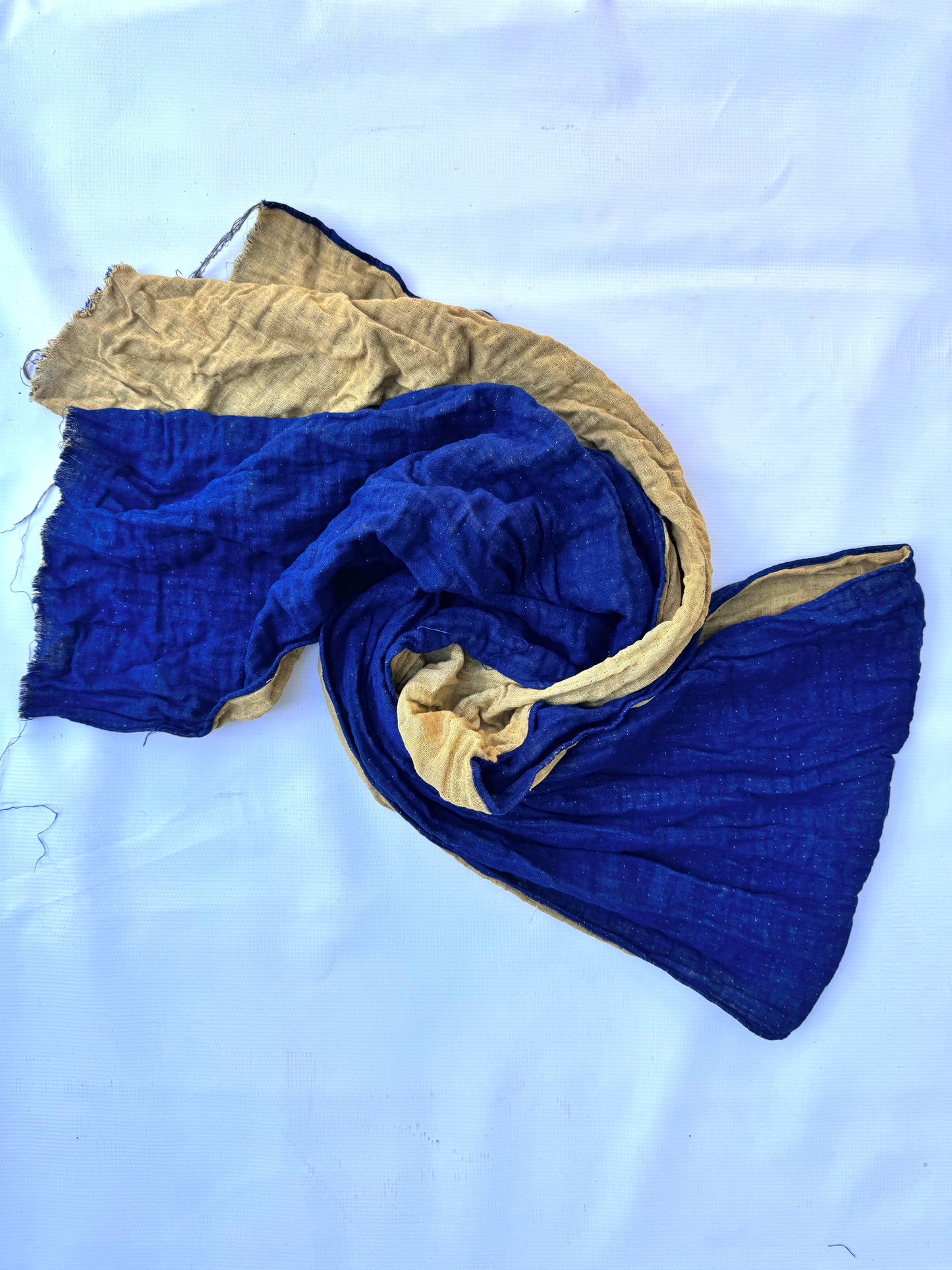 FW25 || WASHED LINEN SLIM DOUBLE PLY SCARF || BLUE