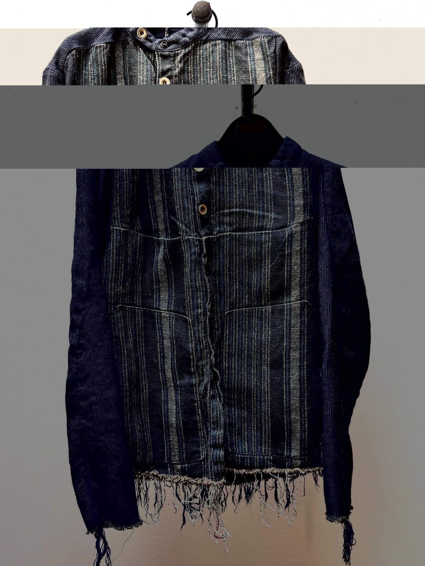 FW25 || FAULTED SHOULDER WORK SHIRT|| 100% LINEN || LINEN + WOOL BLUE