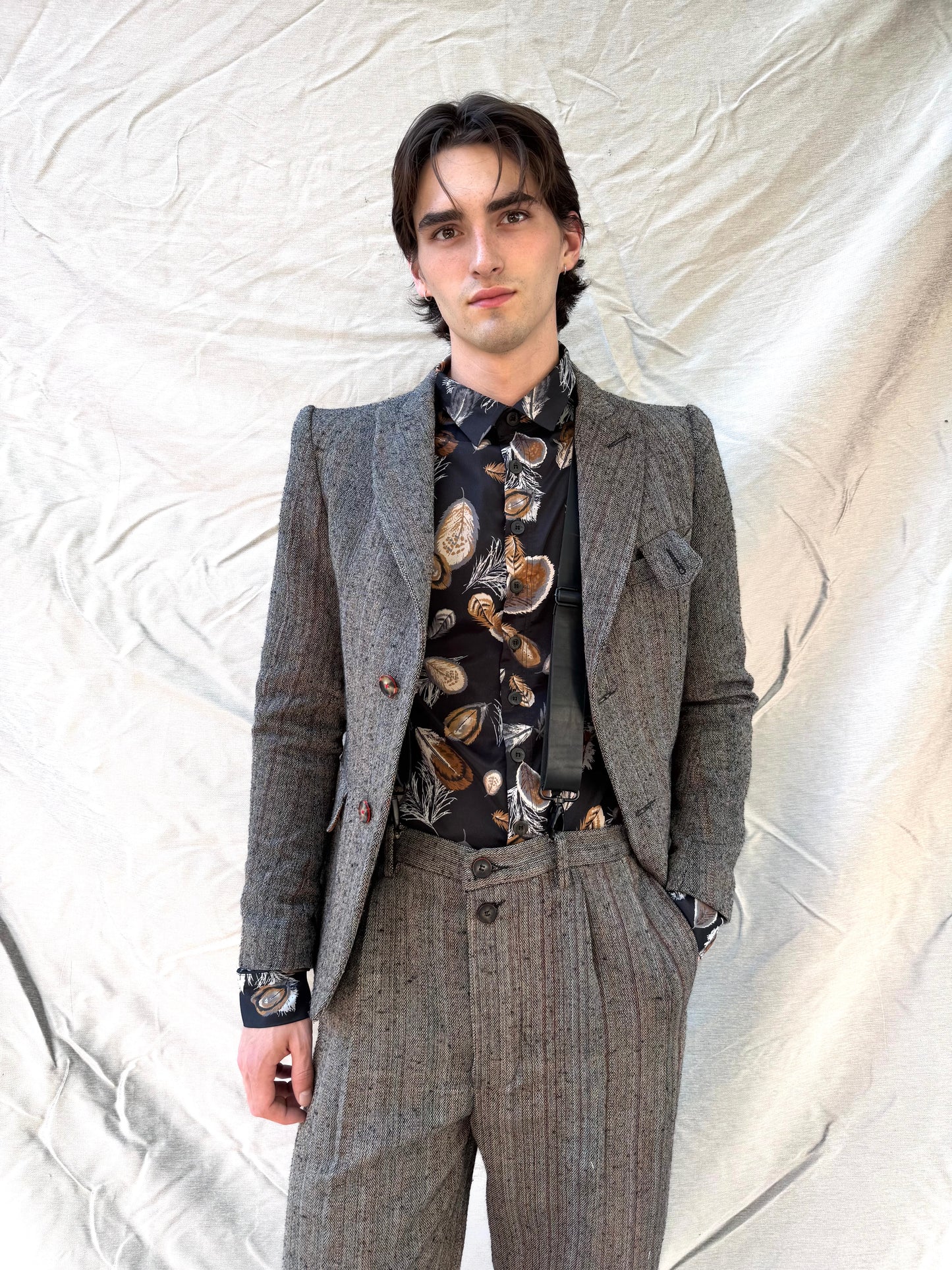 FW25 || PEALED LAPEL "KEYCHAIN" BLAZER || SUIT JACKET|| BROWN STRIPE