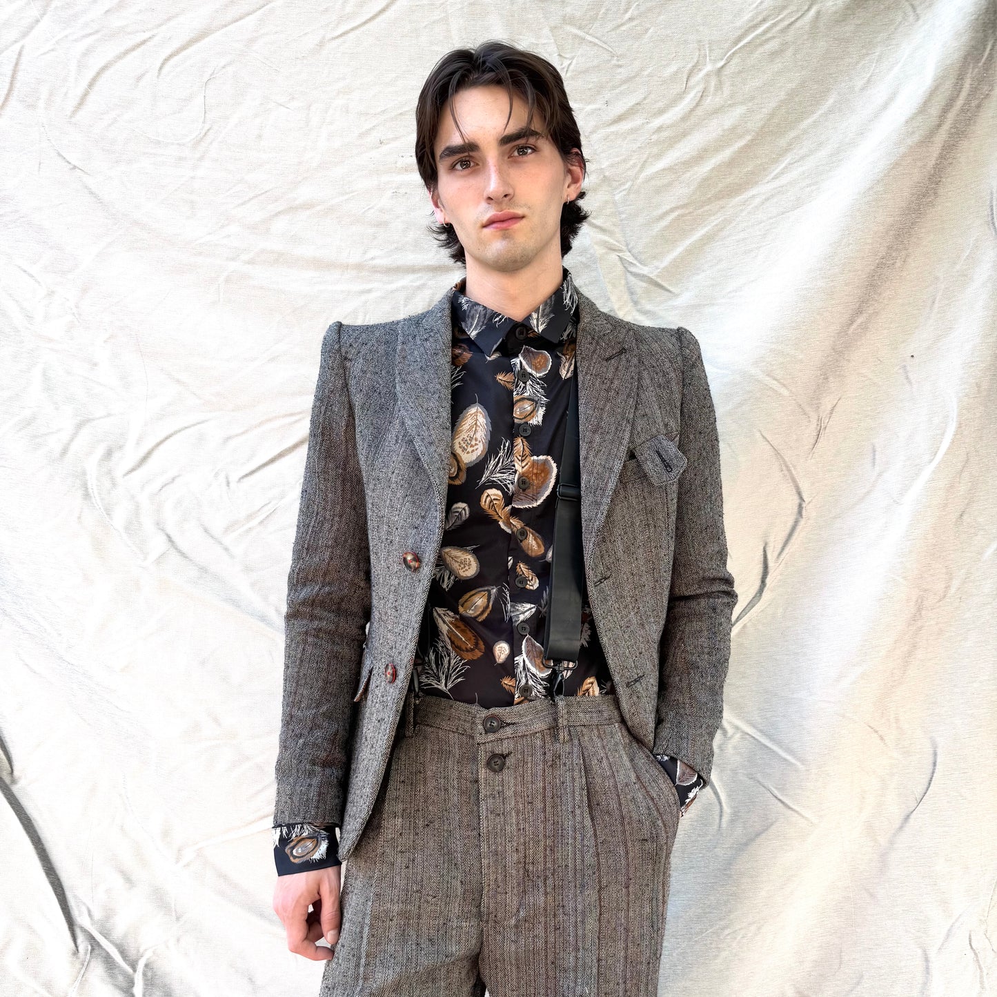 FW25 || PEALED LAPEL "KEYCHAIN" BLAZER || SUIT JACKET|| BROWN STRIPE