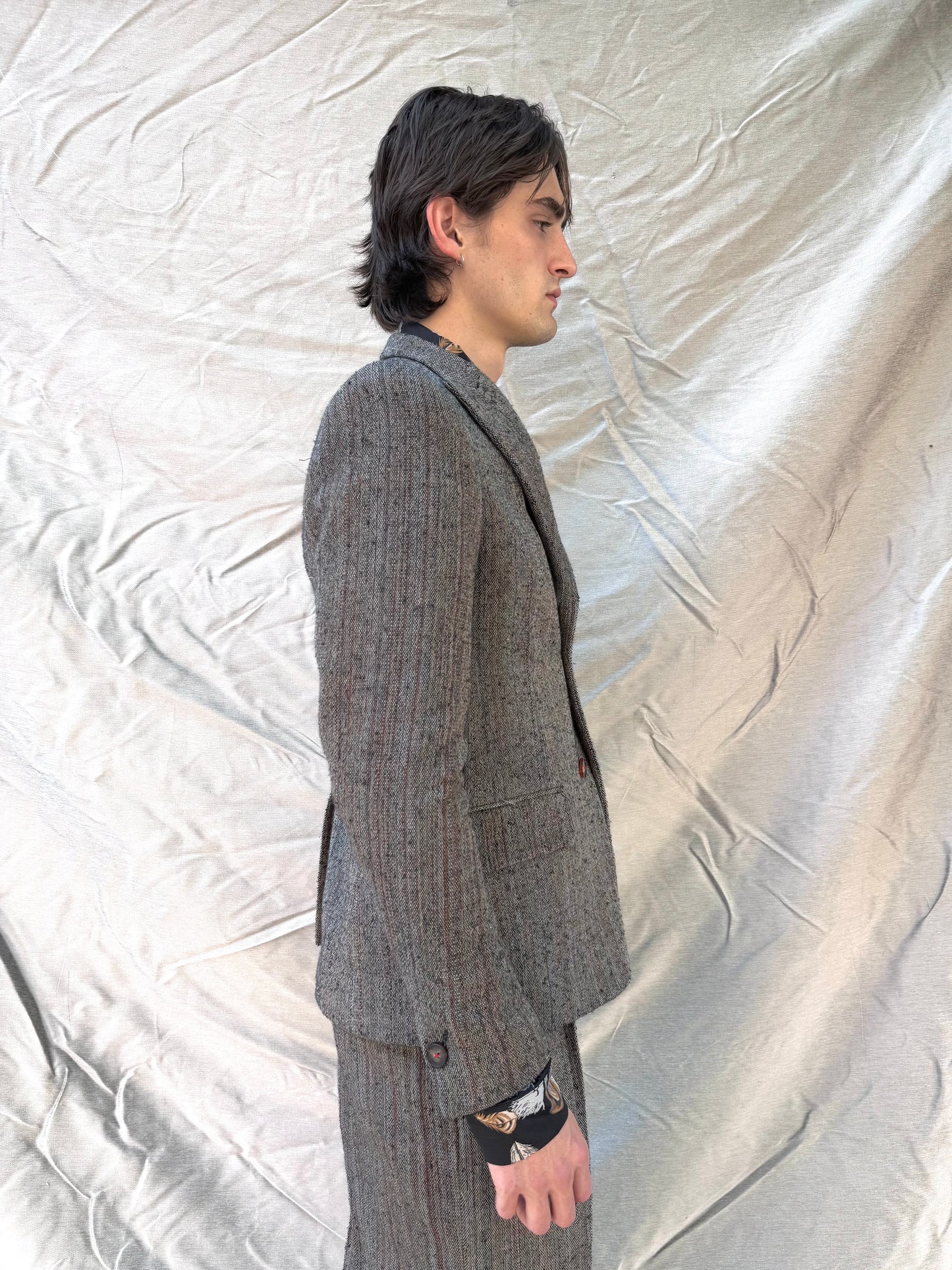 FW25 || PEALED LAPEL "KEYCHAIN" BLAZER || SUIT JACKET|| BROWN STRIPE