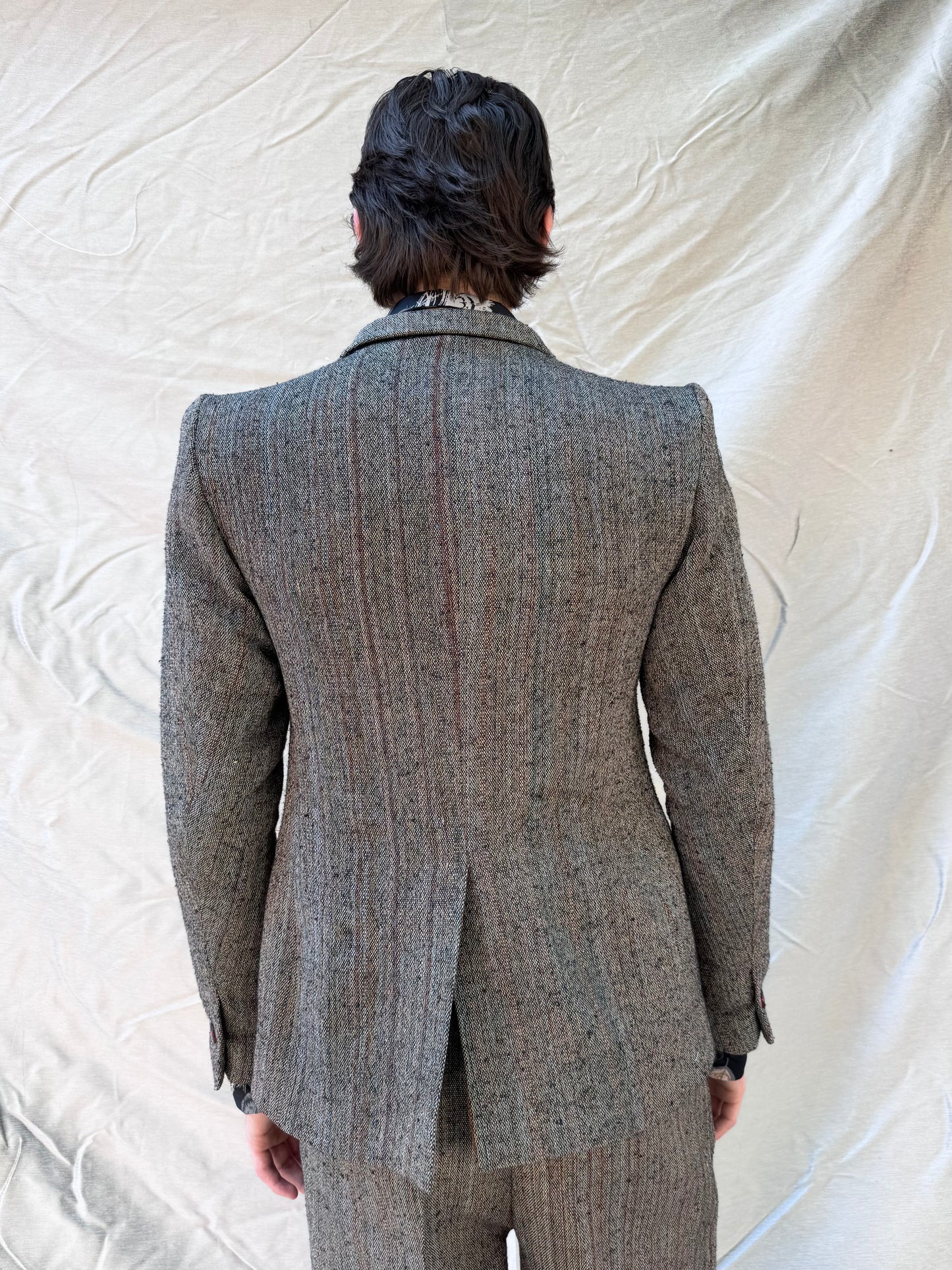 FW25 || PEALED LAPEL "KEYCHAIN" BLAZER || SUIT JACKET|| BROWN STRIPE
