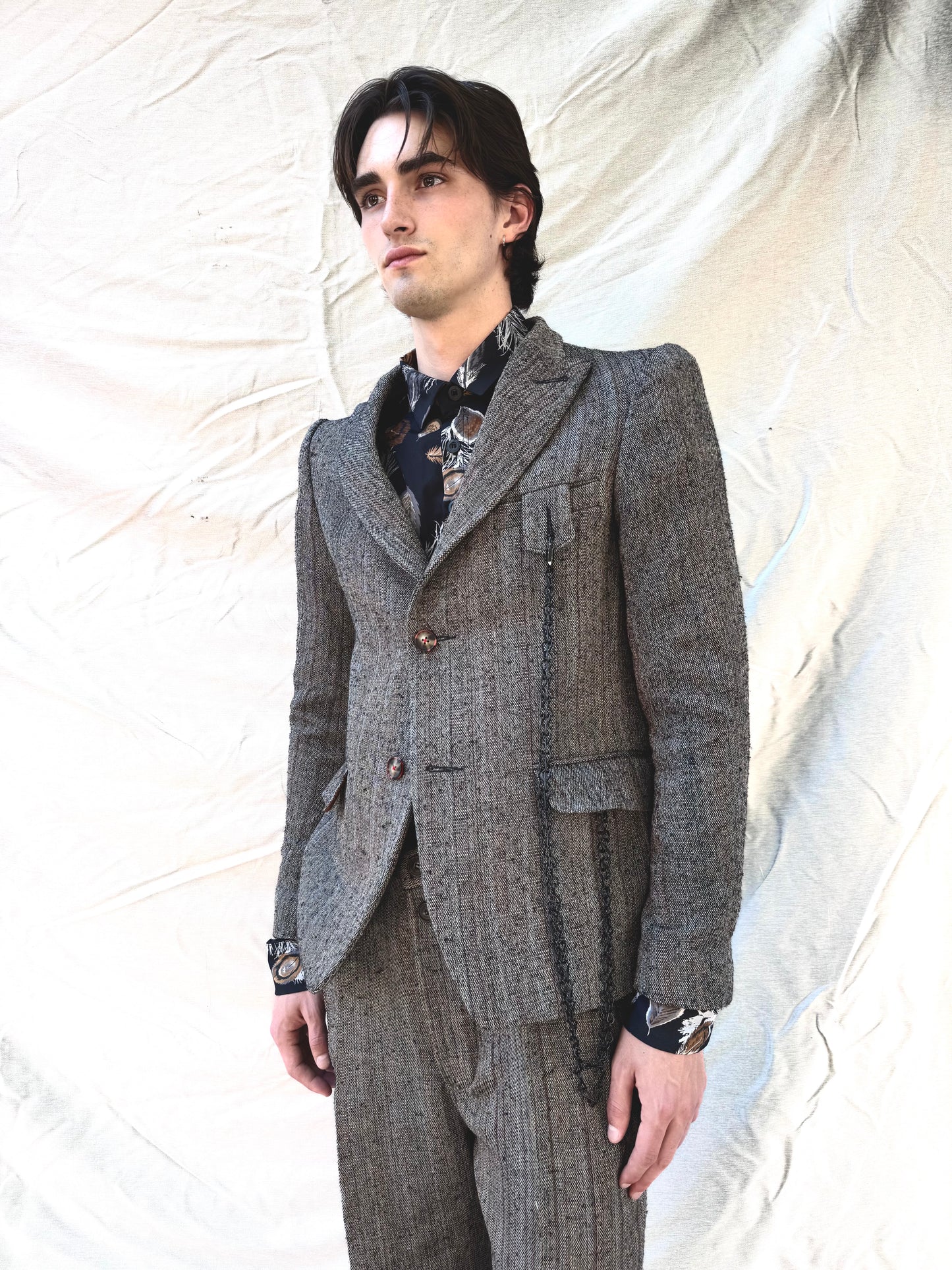 FW25 || PEALED LAPEL "KEYCHAIN" BLAZER || SUIT JACKET|| BROWN STRIPE