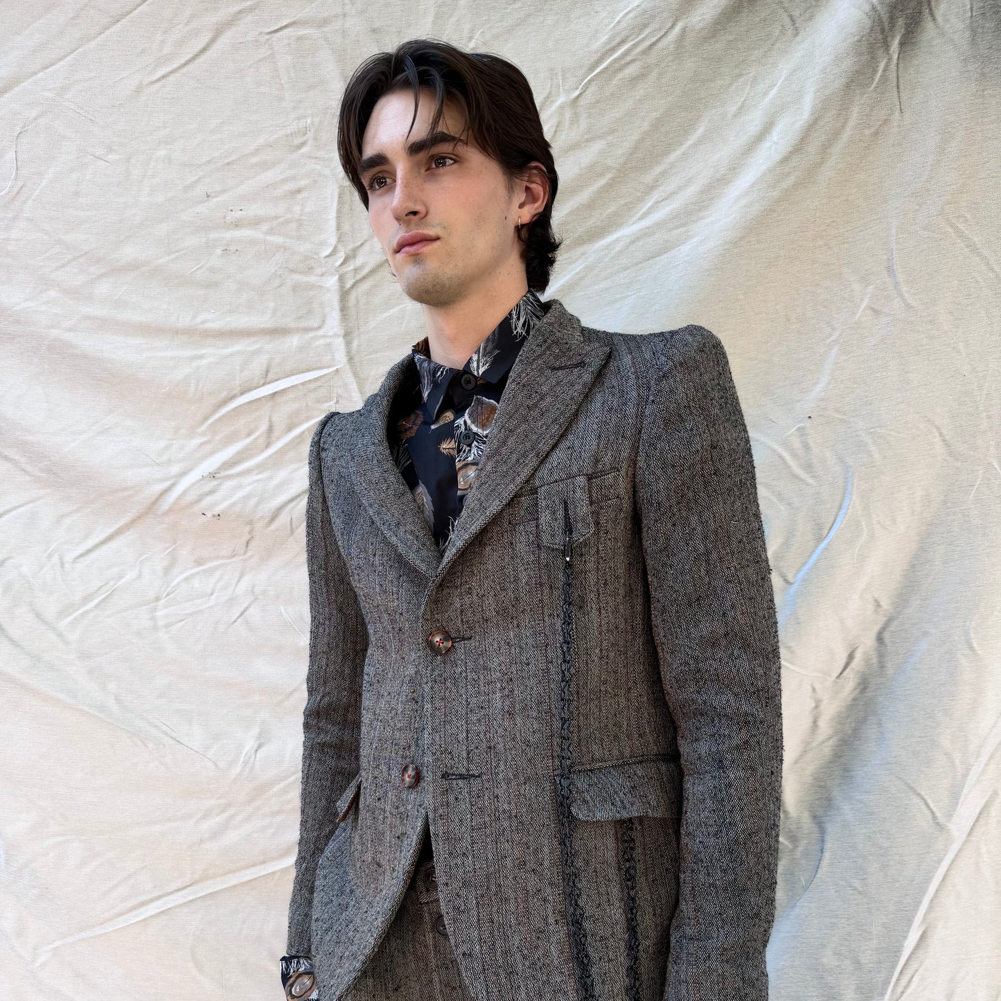 FW25 || PEALED LAPEL "KEYCHAIN" BLAZER || SUIT JACKET|| BROWN STRIPE