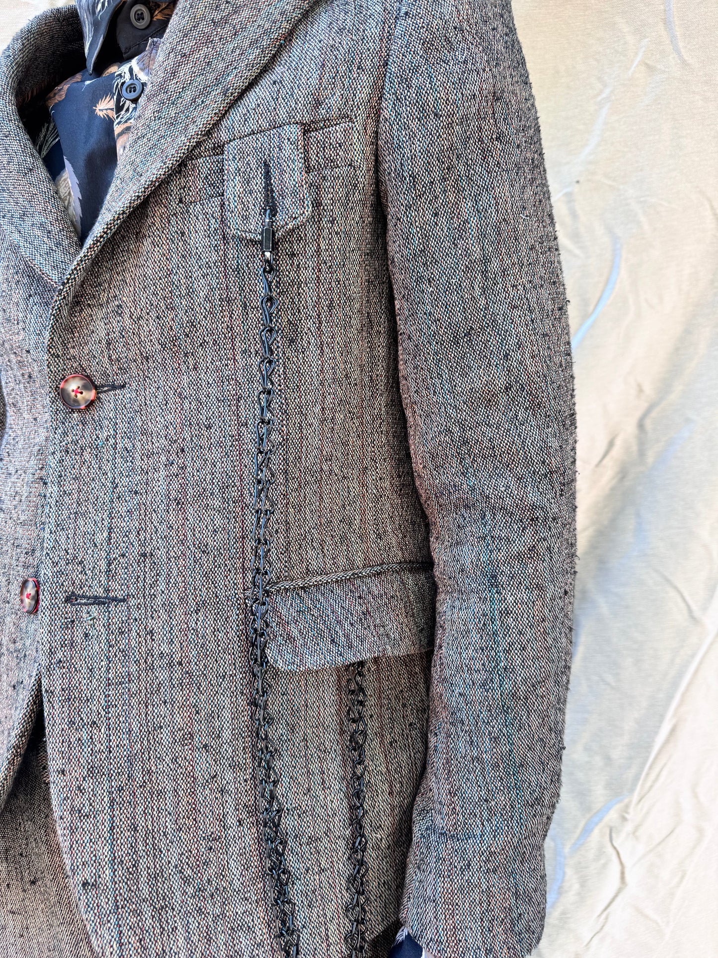 FW25 || PEALED LAPEL "KEYCHAIN" BLAZER || SUIT JACKET|| BROWN STRIPE