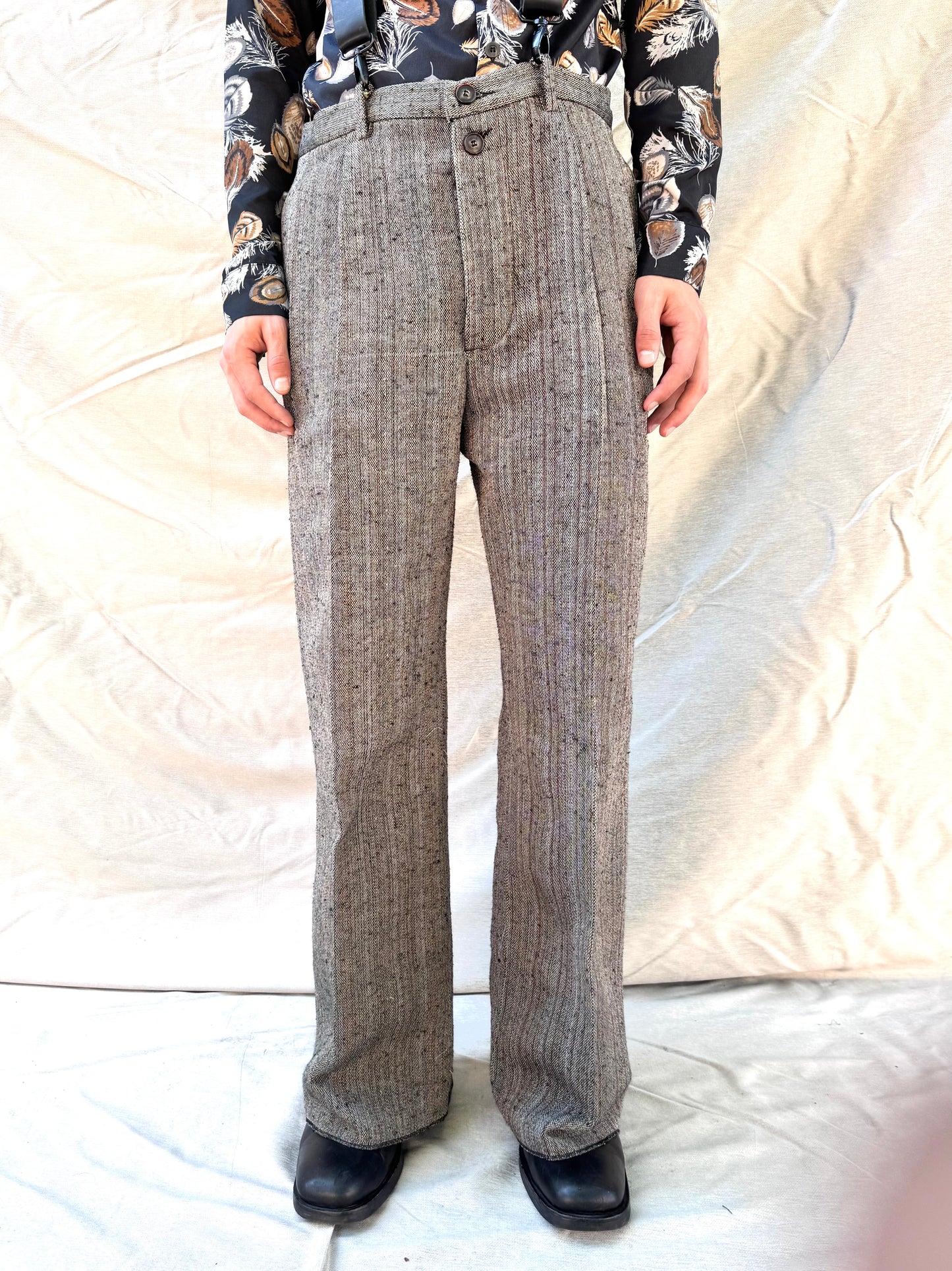 FW25 ||CLASSIC PLEATED GODDE PANTS|| COTTON - WOOL || BROWN STRIPE