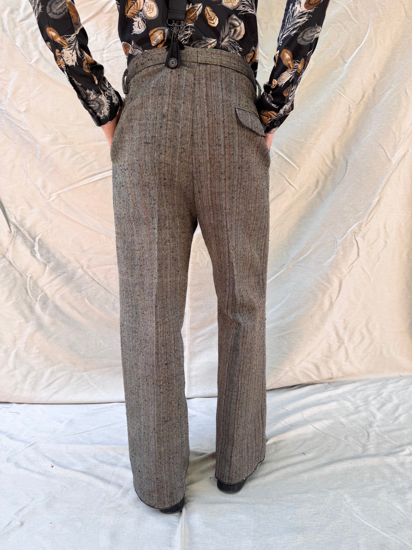 FW25 ||CLASSIC PLEATED GODDE PANTS|| COTTON - WOOL || BROWN STRIPE