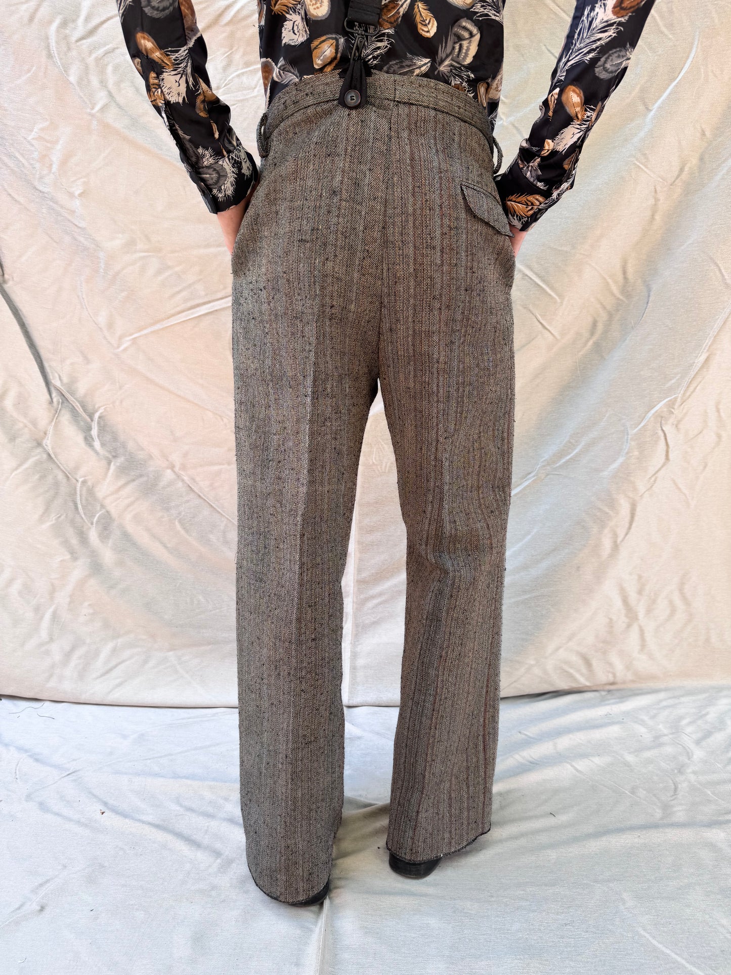 FW25 ||CLASSIC PLEATED GODDE PANTS|| COTTON - WOOL || BROWN STRIPE