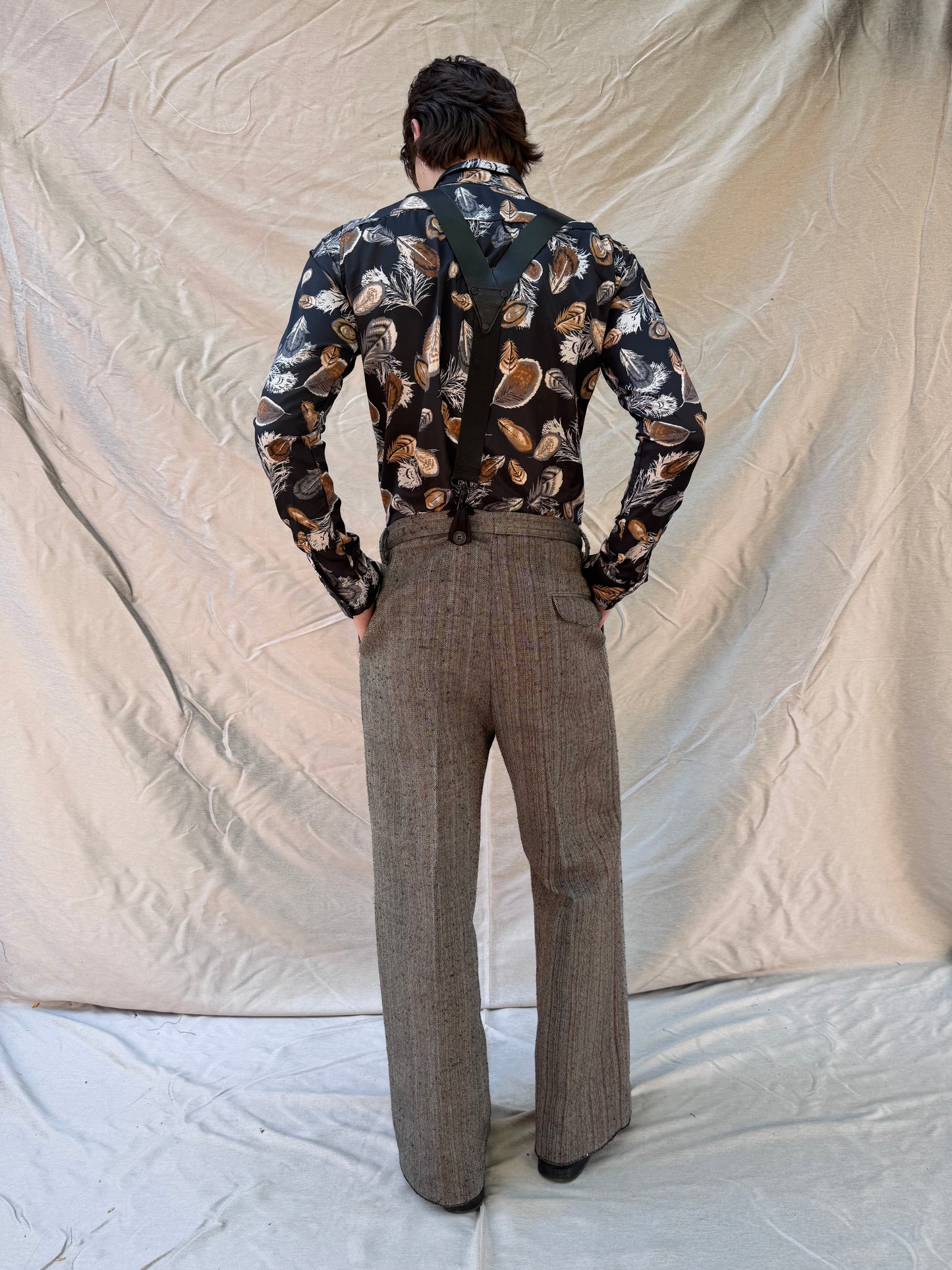 FW25 ||CLASSIC PLEATED GODDE PANTS|| COTTON - WOOL || BROWN STRIPE