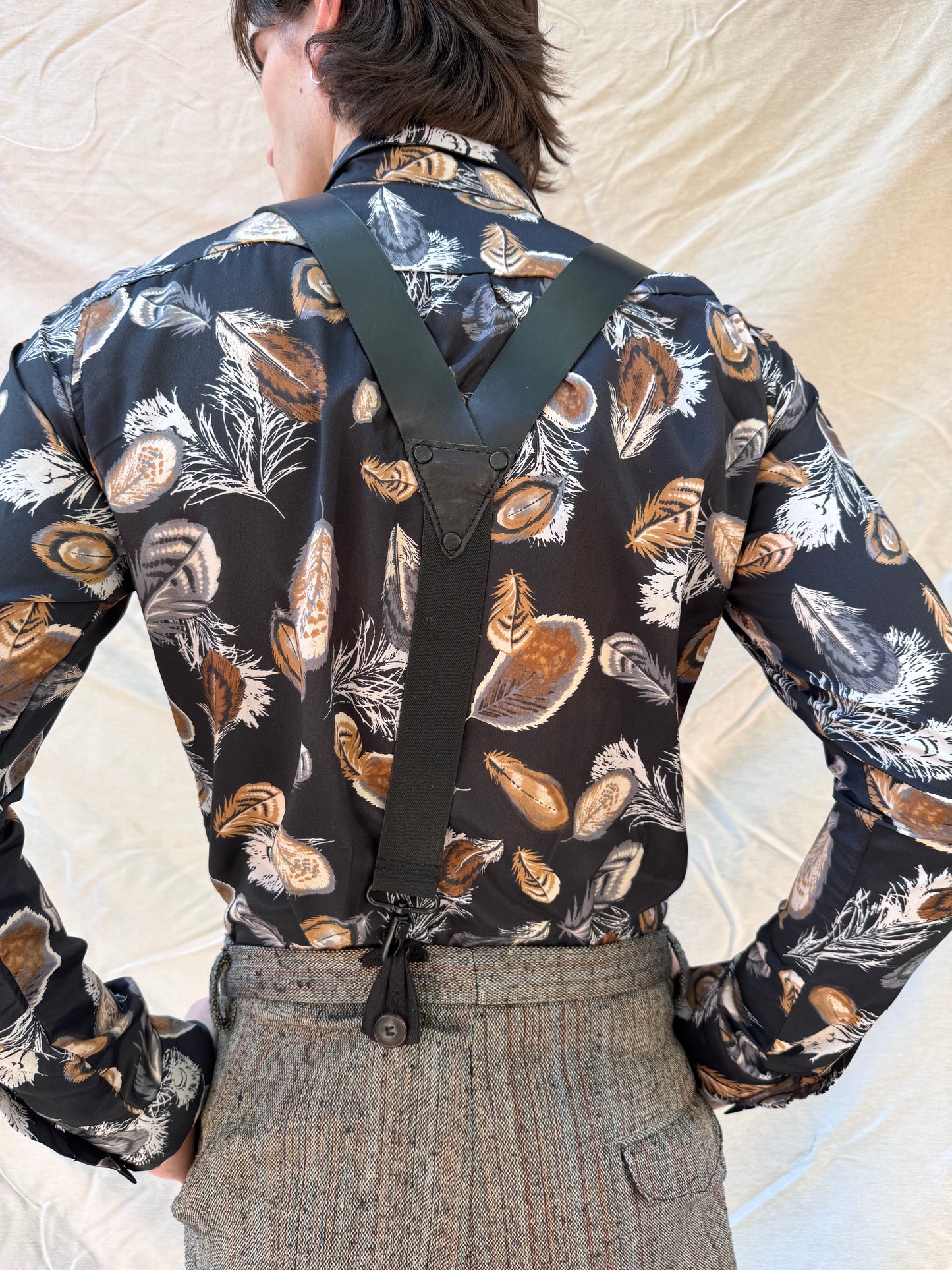 FW25 || CLASSIC FIT SILK SHIRT || 100% SILK FEATHER PRINT