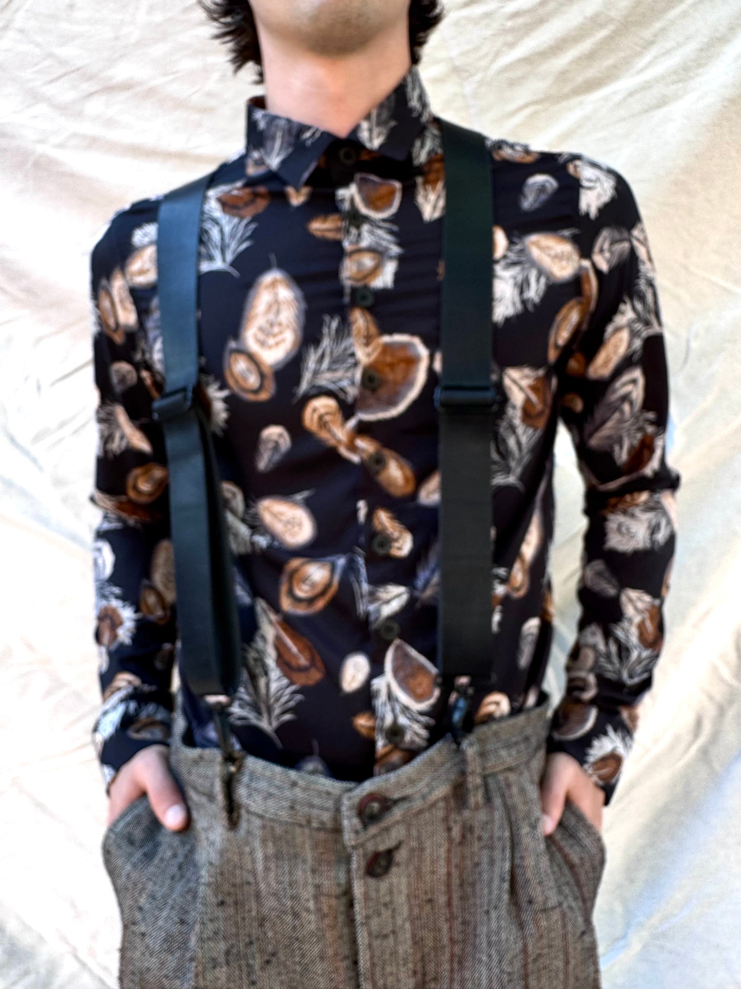 FW25 || CLASSIC FIT SILK SHIRT || 100% SILK FEATHER PRINT