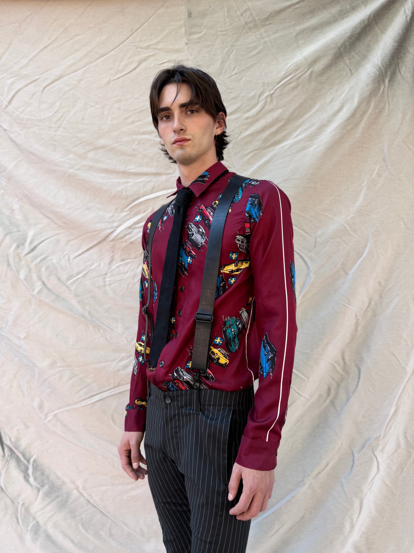 FW25 || CLASSIC FIT SILK SHIRT || 100% SILK CAR PRINT