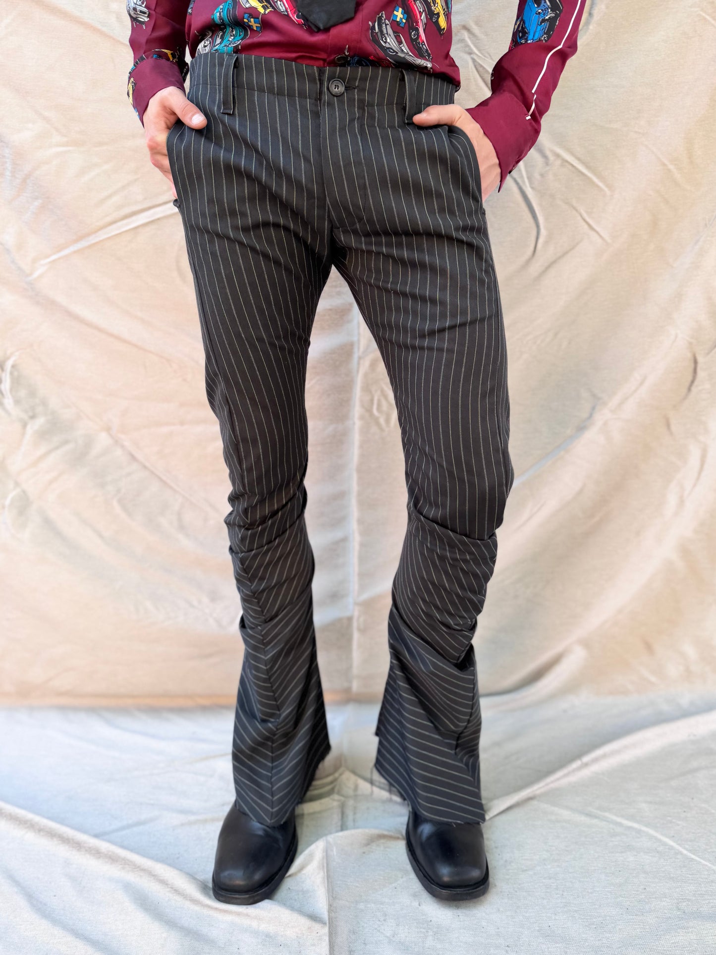 FW25 || TAILORED BOOT CUT DNA DRESS PANTS|| 100% WOOL - PINSTRIPE