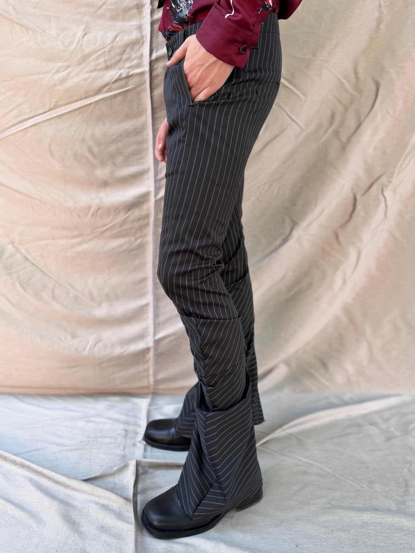 FW25 || TAILORED BOOT CUT DNA DRESS PANTS|| 100% WOOL - PINSTRIPE