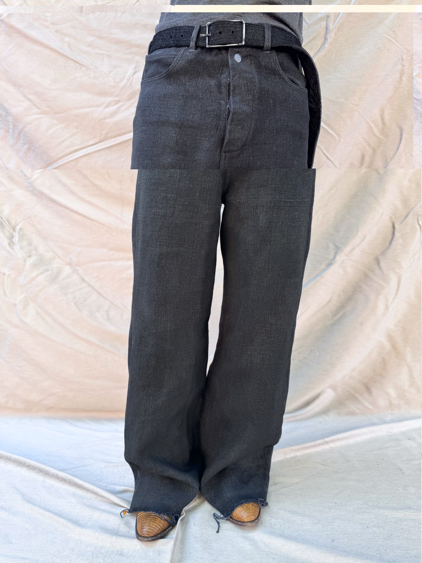 FW25 || GODDE JEANS ||OVERDYED HEAVY LINEN - BLACK