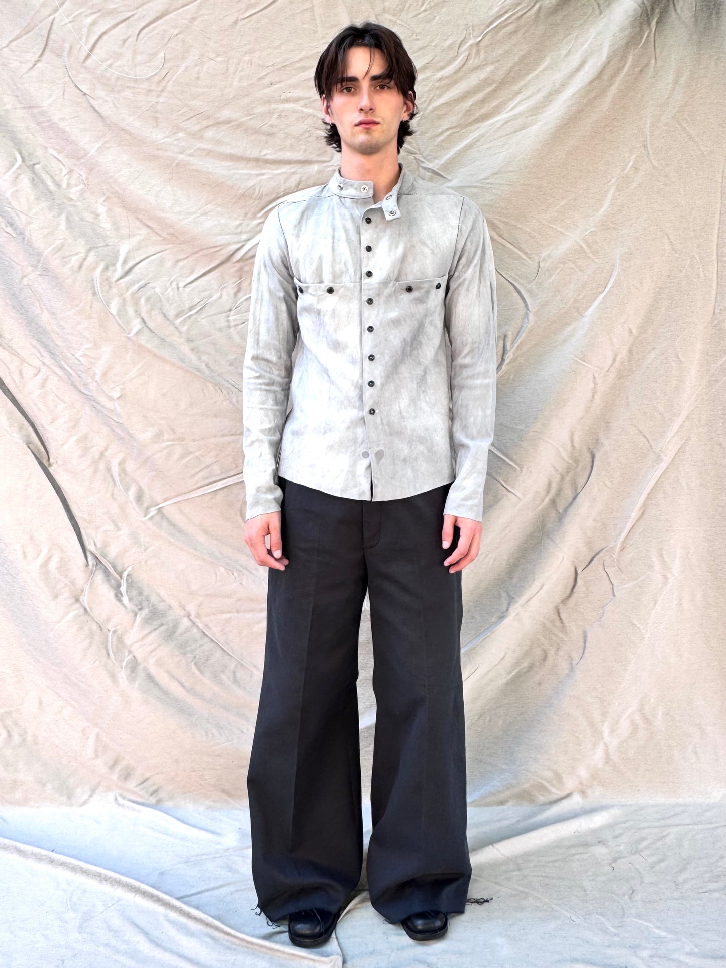 FW25 || FAULTED SHOULDER 2.0 LEATHER SHIRT|| 100% KANGAROO || BAPTISMAL WHITE
