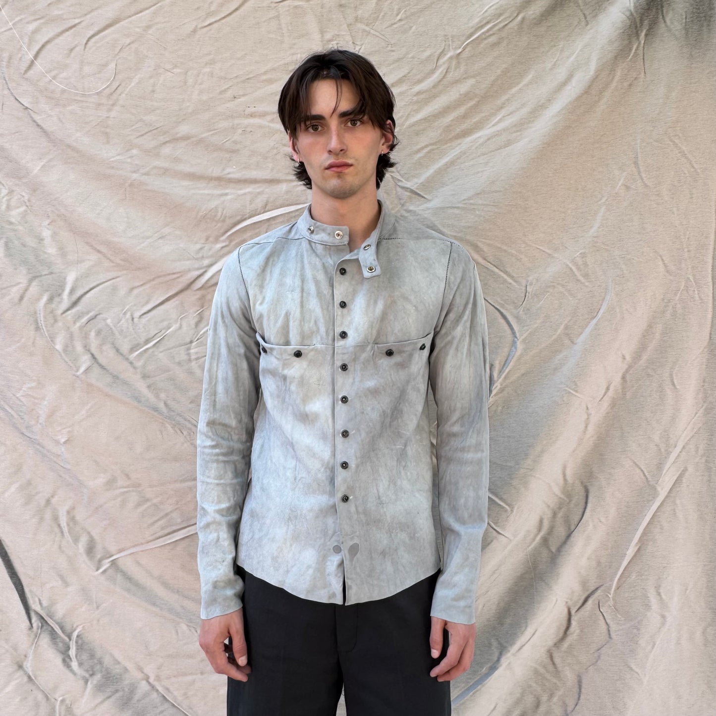 FW25 || FAULTED SHOULDER 2.0 LEATHER SHIRT|| 100% KANGAROO || BAPTISMAL WHITE