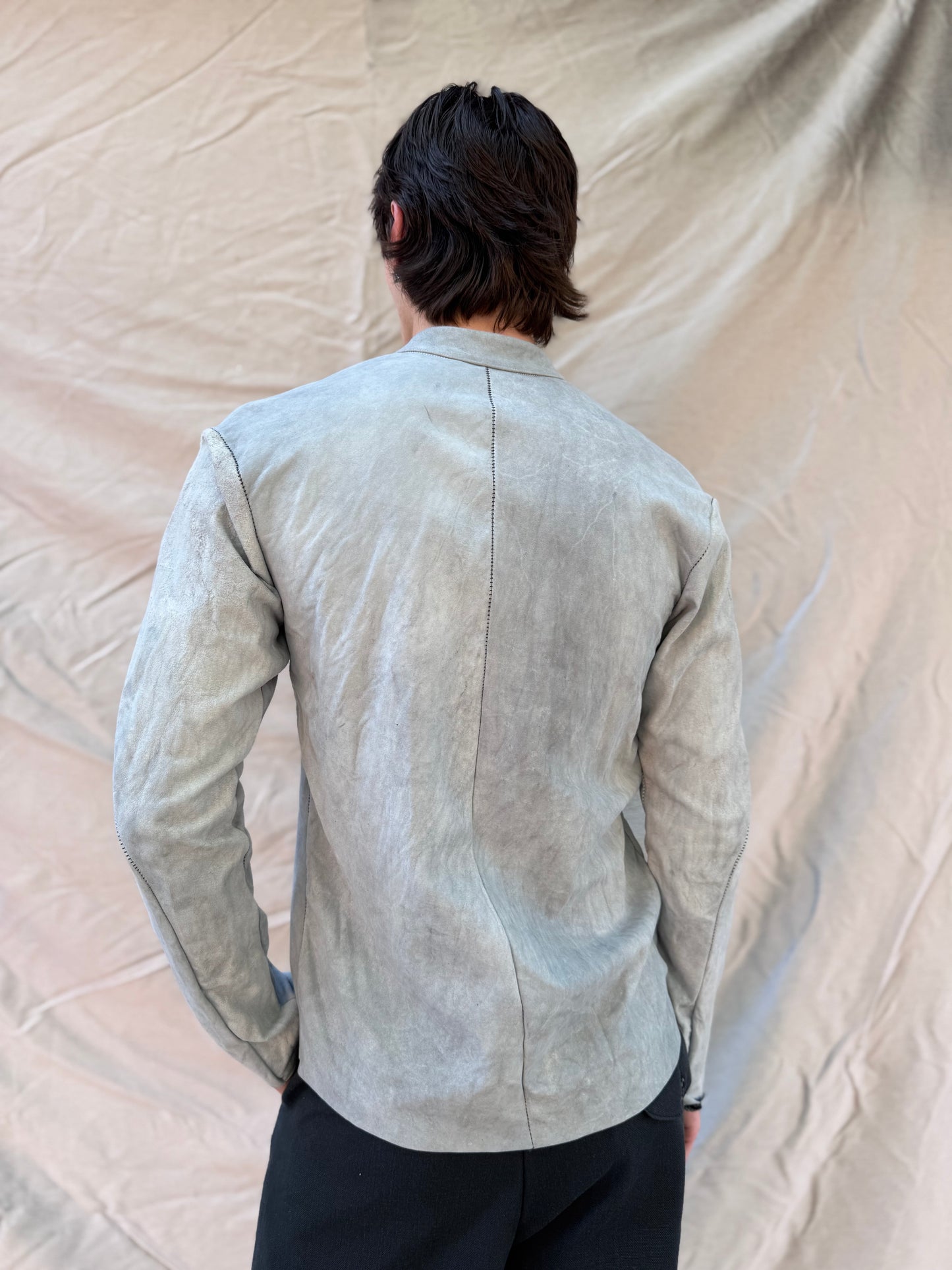 FW25 || FAULTED SHOULDER 2.0 LEATHER SHIRT|| 100% KANGAROO || BAPTISMAL WHITE