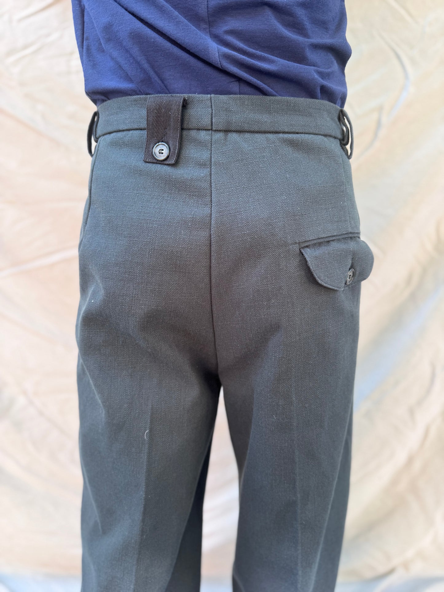 FW25 ||BUTTON POCKET GODDE PANTS|| COTTON - LINEN WASHED BLACK