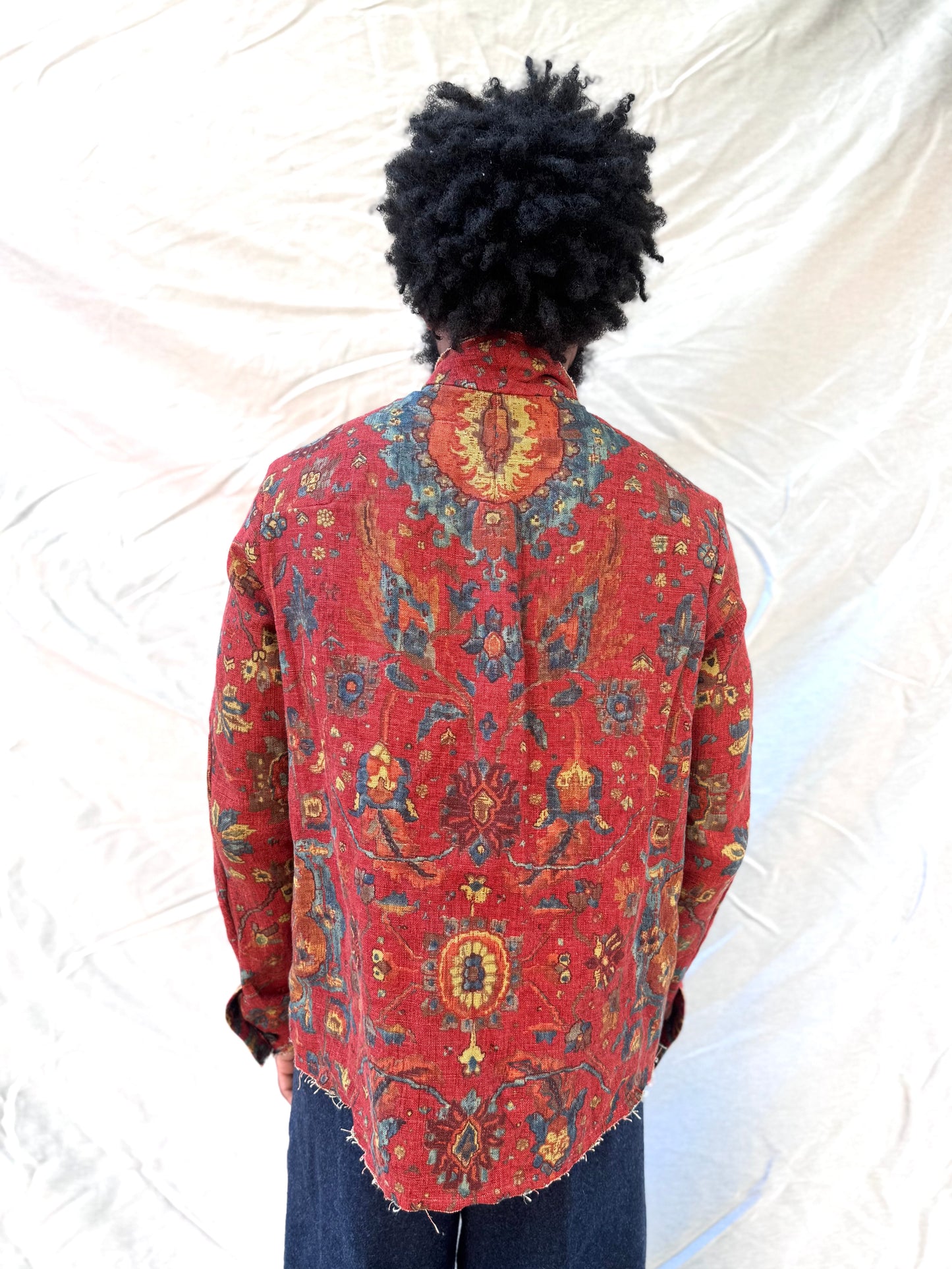 FW25 || PROTOLOGICAL ARCHETYPE "INDIVIDUAL" SHIRT || MAROON LINEN PRINT
