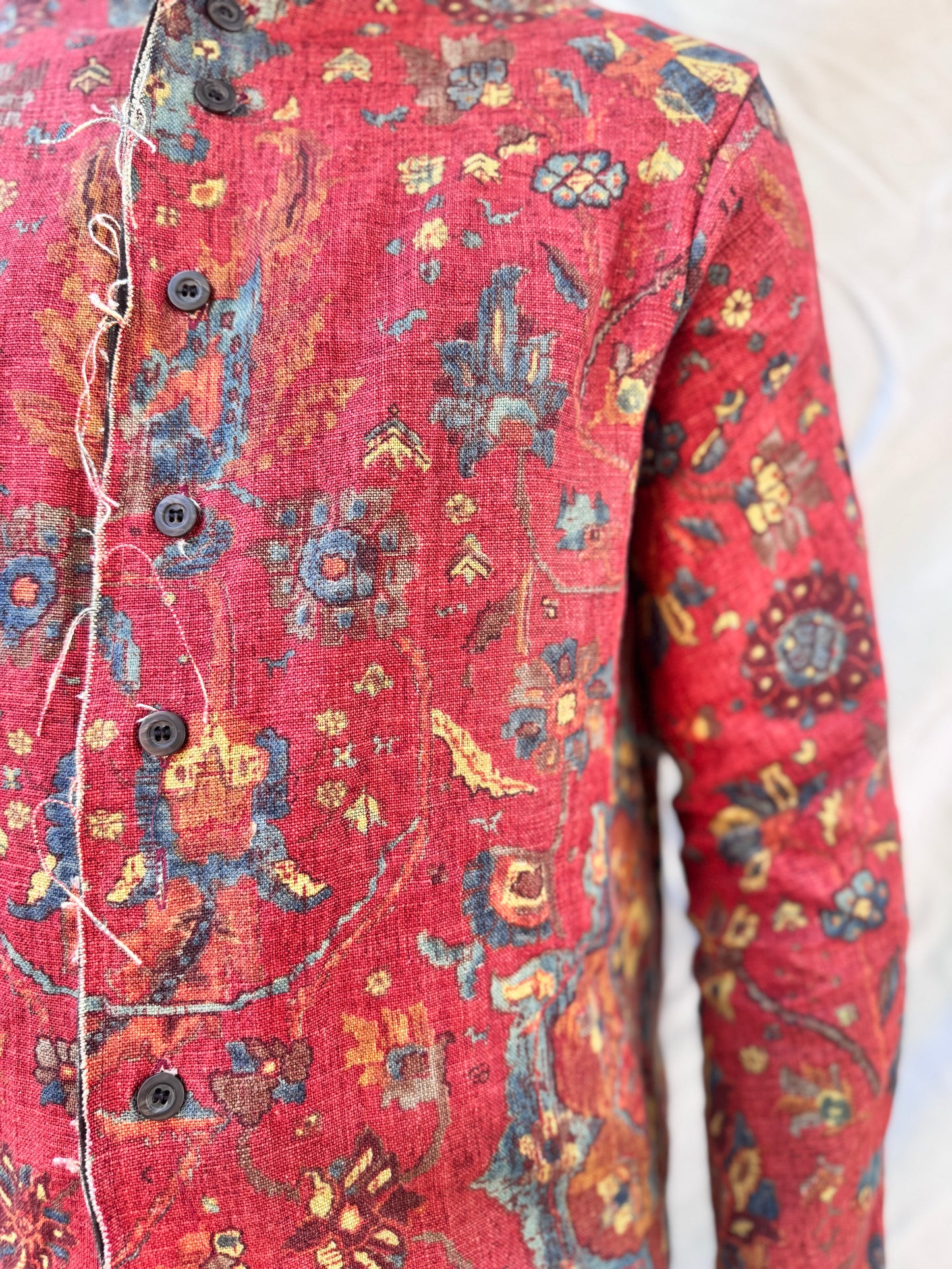 FW25 || PROTOLOGICAL ARCHETYPE "INDIVIDUAL" SHIRT || MAROON LINEN PRINT