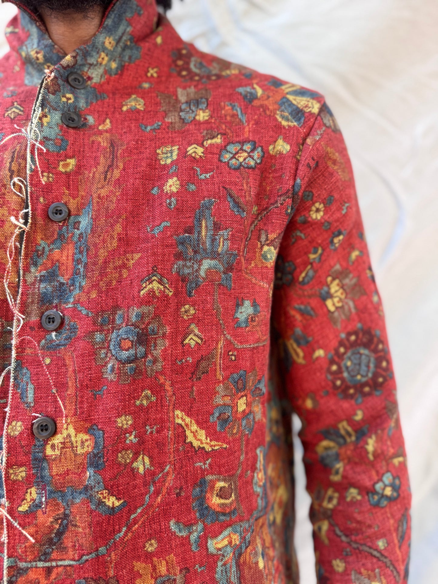 FW25 || PROTOLOGICAL ARCHETYPE "INDIVIDUAL" SHIRT || MAROON LINEN PRINT