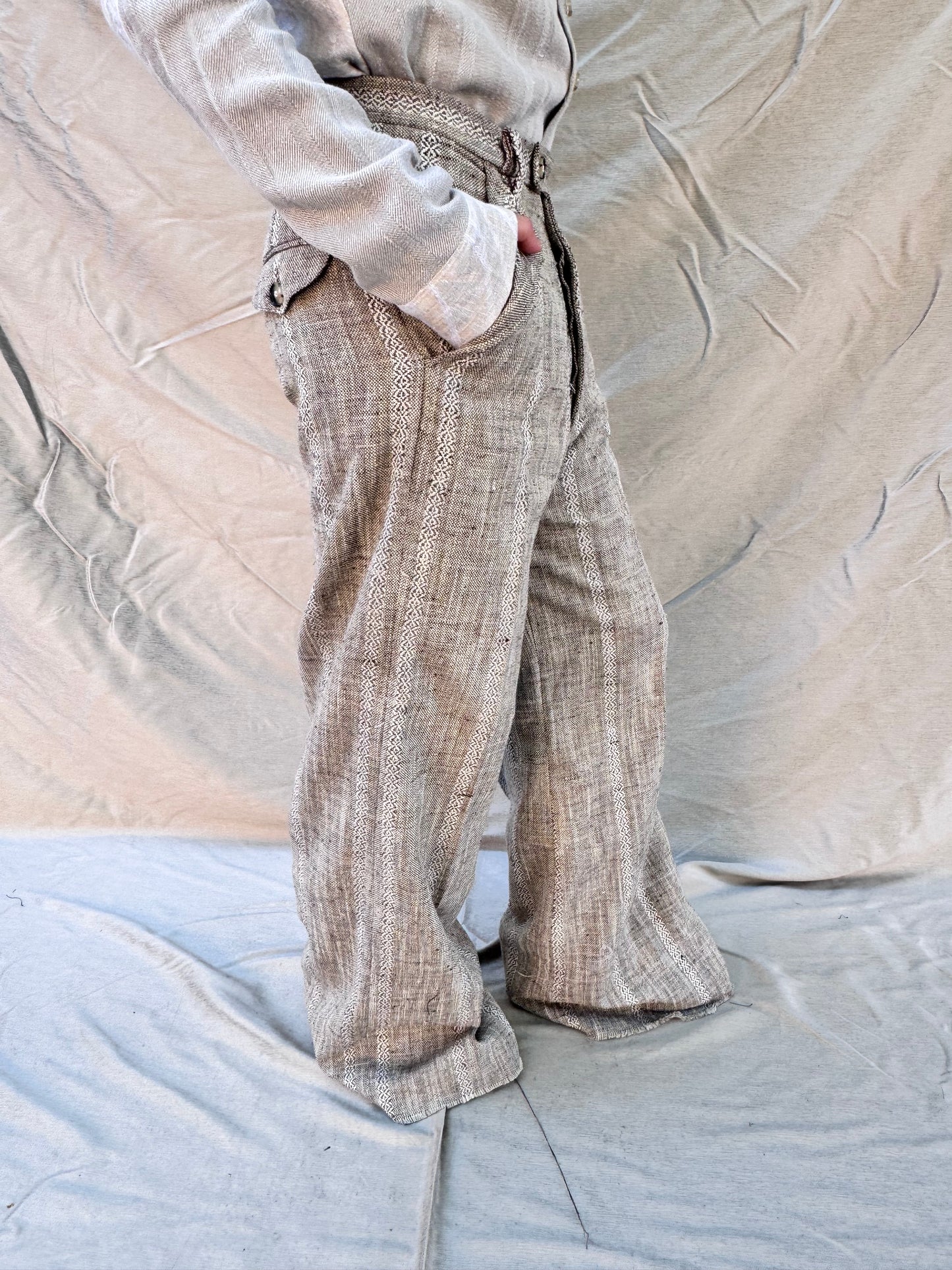 FW25 ||BUTTON POCKET GODDE PANTS|| COTTON - LINEN ECRU
