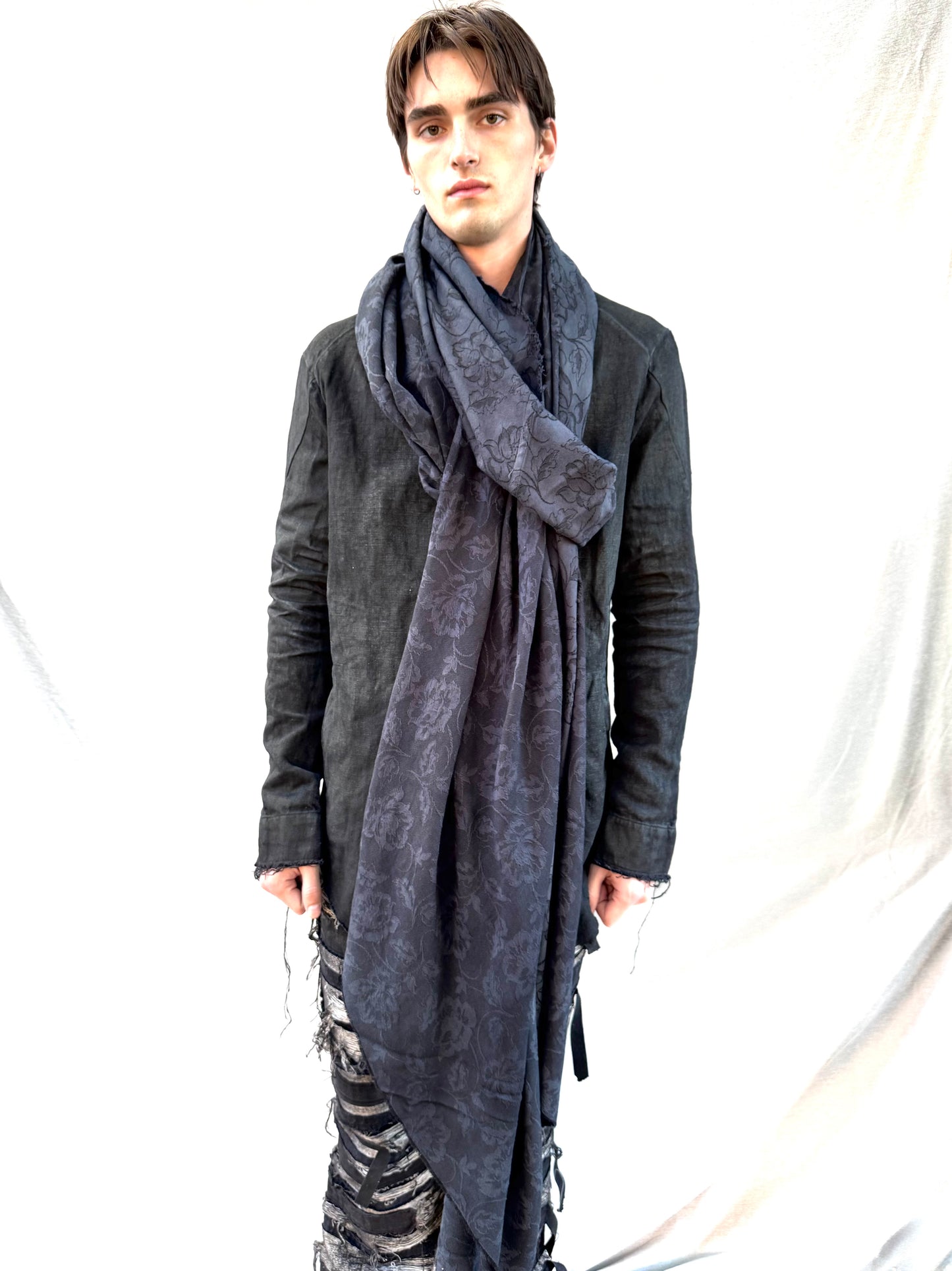 FW25 || BIAS CUT “SLITHERER” SCARF || COTTON BROCADE - BLACK