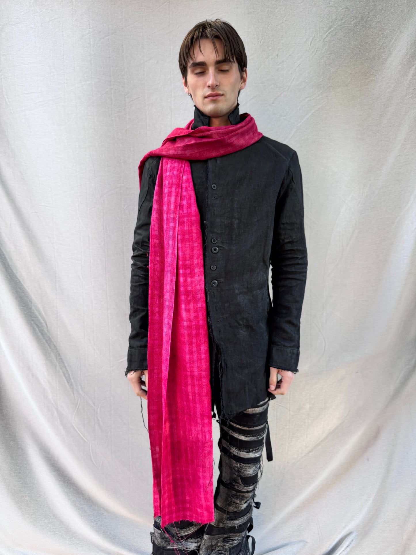 FW25 || OVERDYED SILK RIDGE SCARF || 100% SILK || RED