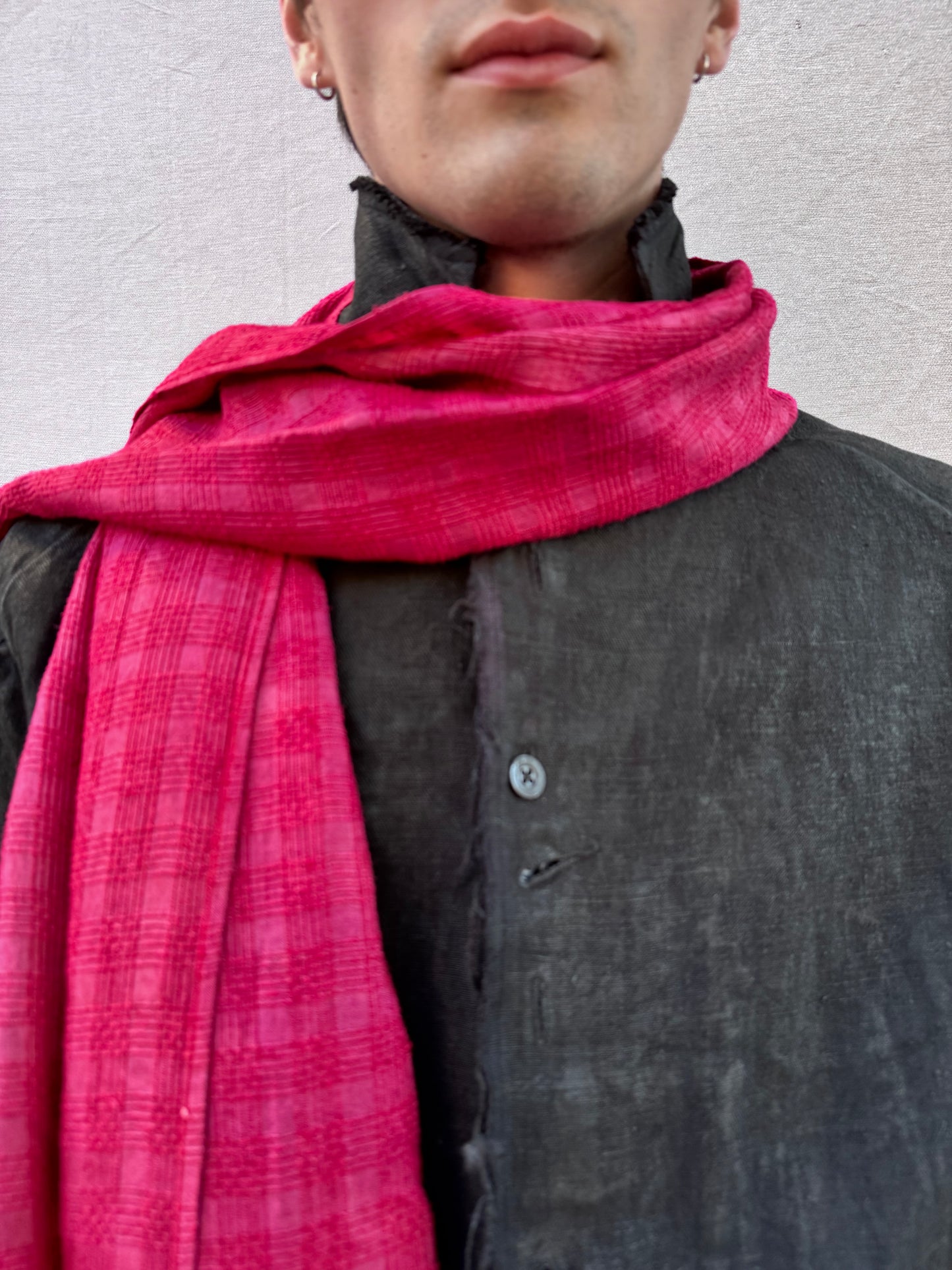 FW25 || OVERDYED SILK RIDGE SCARF || 100% SILK || RED