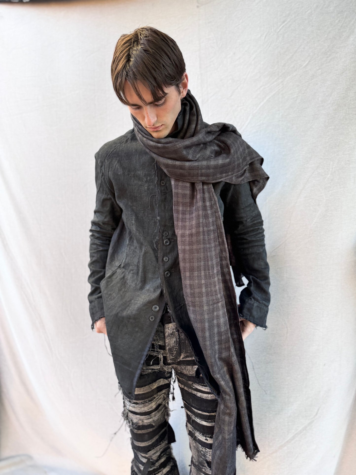 FW25 || OVERDYED SILK RIDGE SCARF || 100% SILK || BLACK